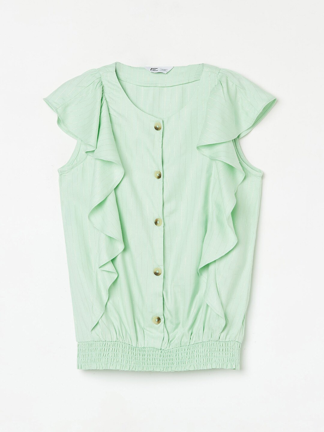 Fame Forever by Lifestyle Girls Round Neck Ruffled Cotton Blouson Ruffles Top, Green
Fame Forever by Lifestyle Girls Round Neck Ruffled Cotton Blouson Ruffles Top, Green