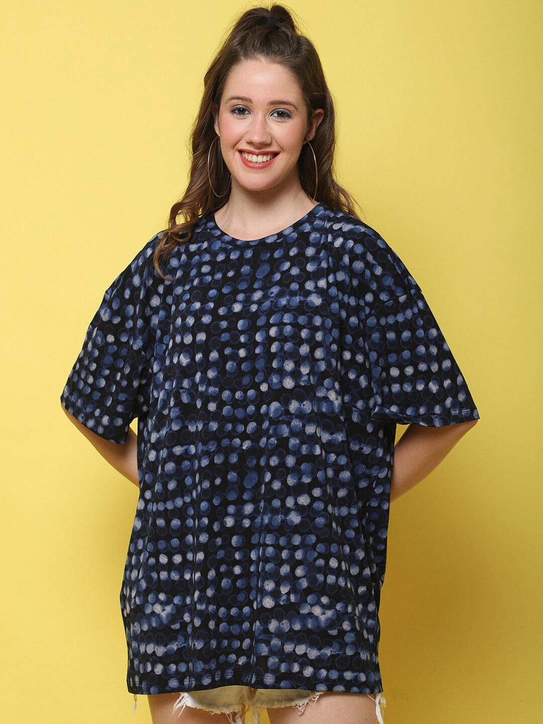 DOOR74 Abstract Printed Drop-Shoulder Sleeves Longline length Oversize T-Shirt, Navy blue
DOOR74 Abstract Printed Drop-Shoulder Sleeves Longline length Oversize T-Shirt, Navy blue