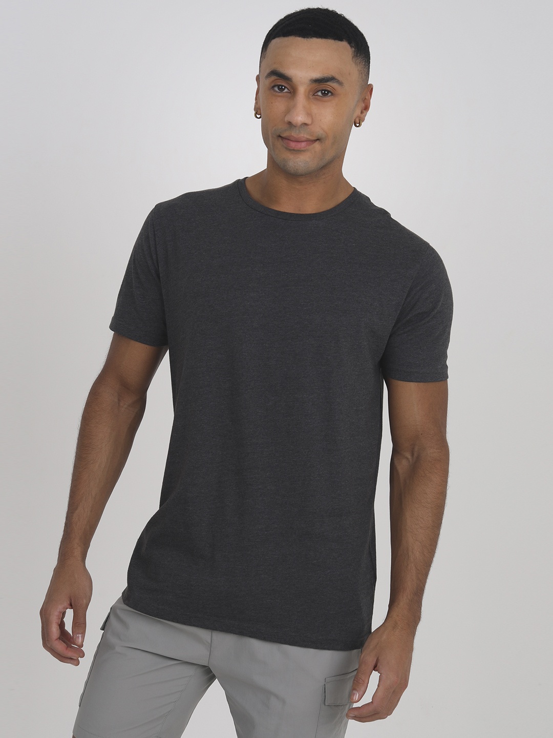 BRAVE SOUL Pure Cotton T-shirt, Charcoal