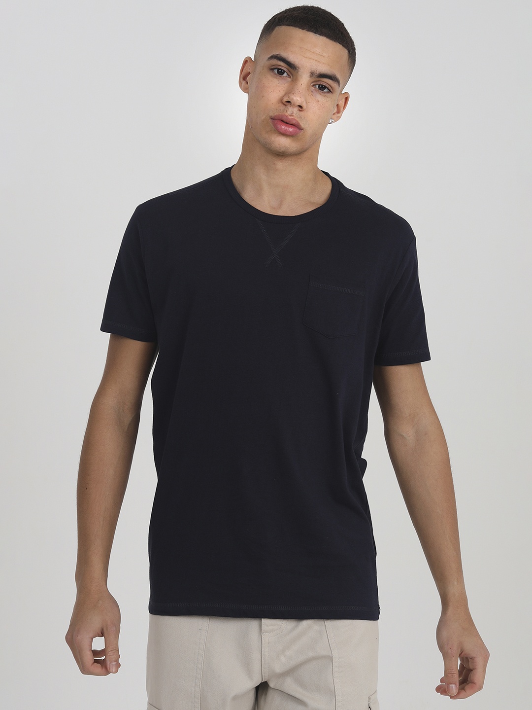 BRAVE SOUL Pure Cotton T-shirt, Navy blue