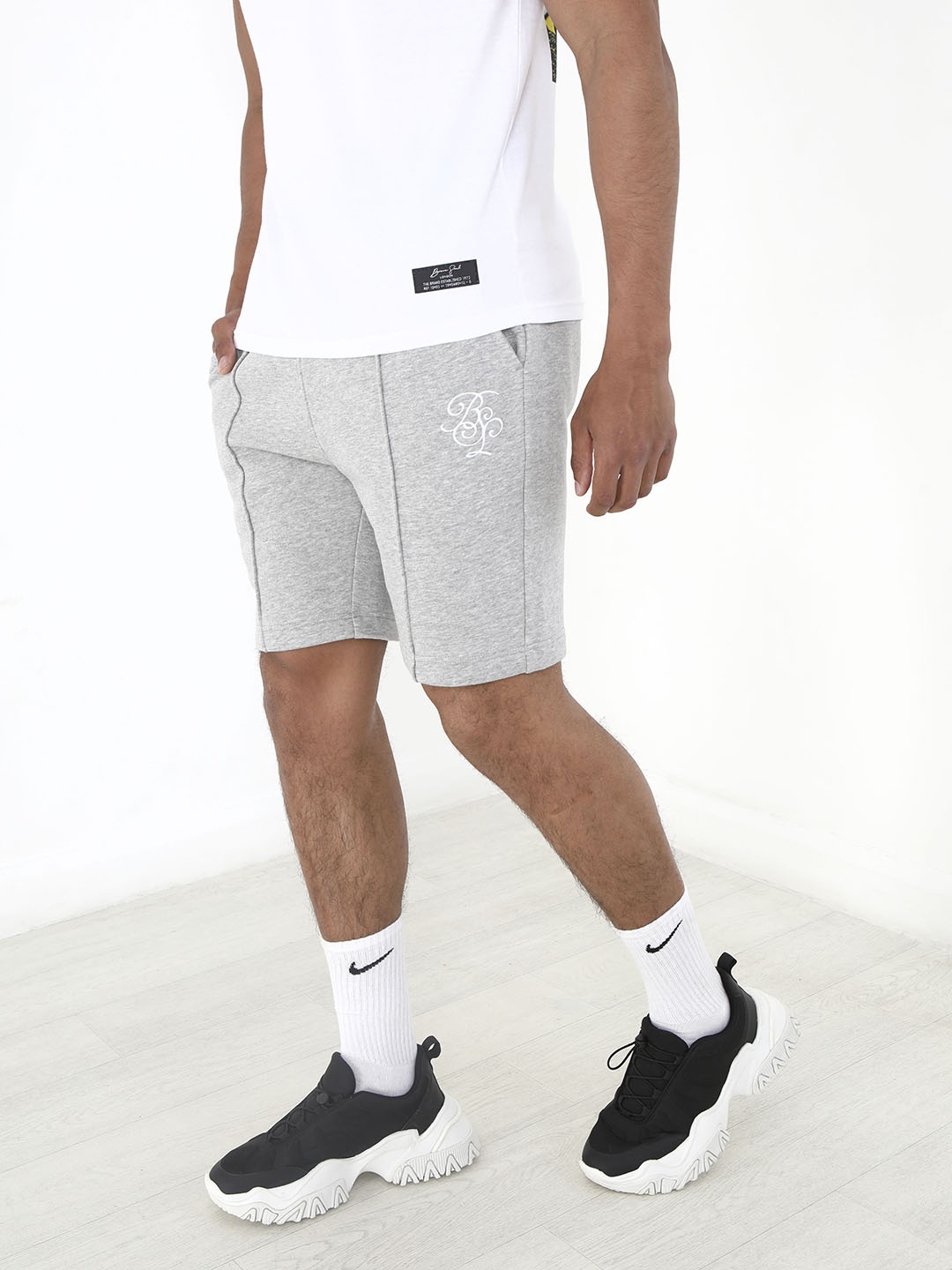 BRAVE SOUL Men Regular Fit Shorts, Grey melange