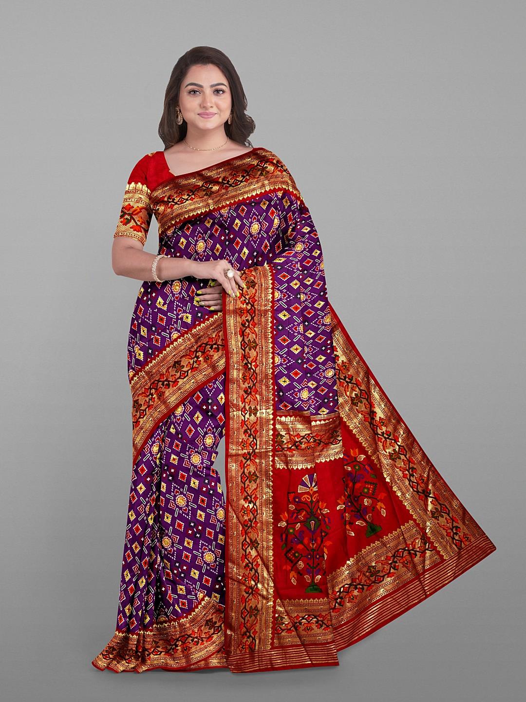 Kalamandir Ethinic Printed Zari Saree, Purple
