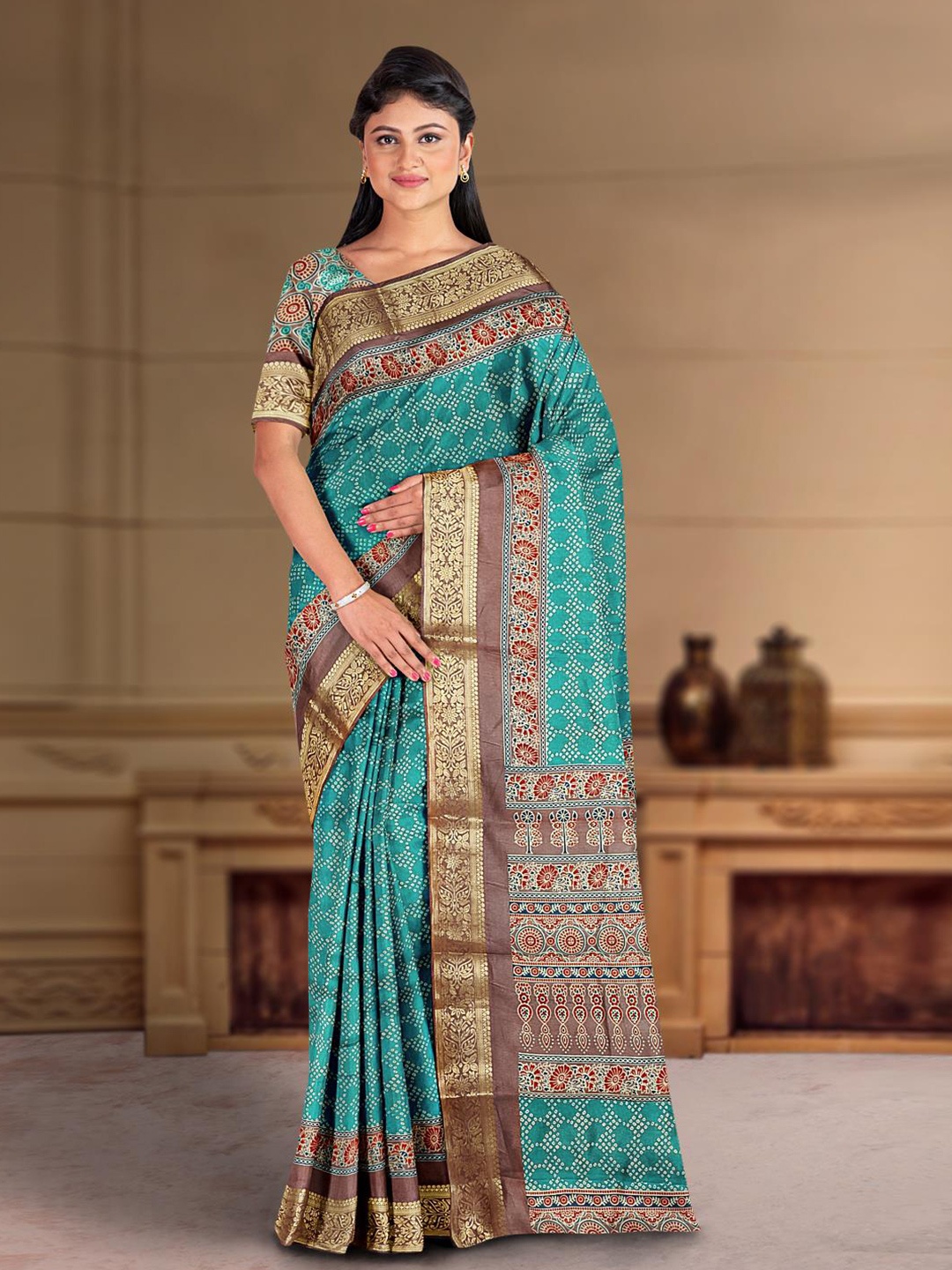 Kalamandir Zari Bandhani Saree, Blue