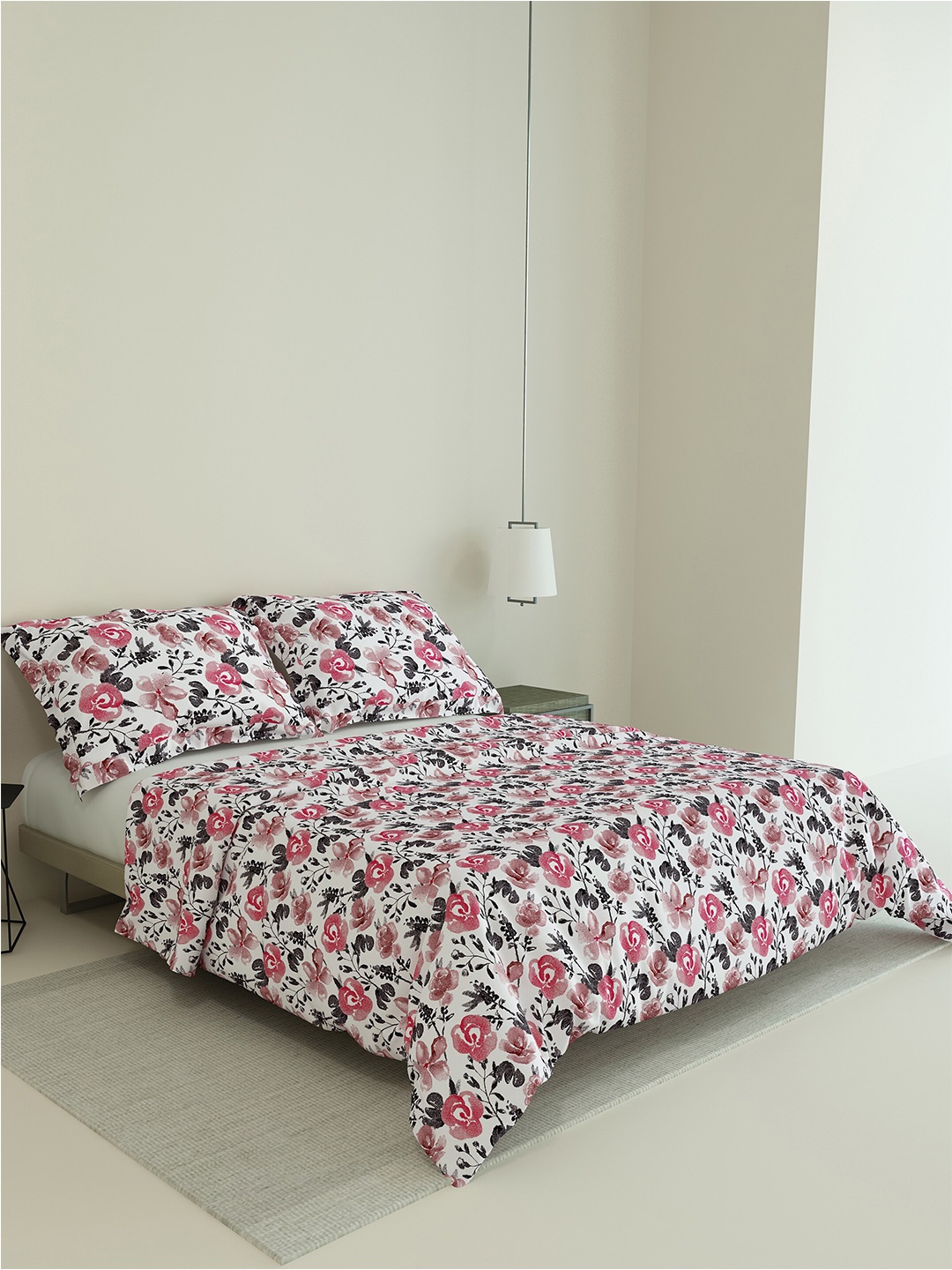 LABHAM Easy Living White & Pink Printed 180 TC Cotton King Bedsheet & 2 Pillow Covers
LABHAM Easy Living White & Pink Printed 180 TC Cotton King Bedsheet & 2 Pillow Covers