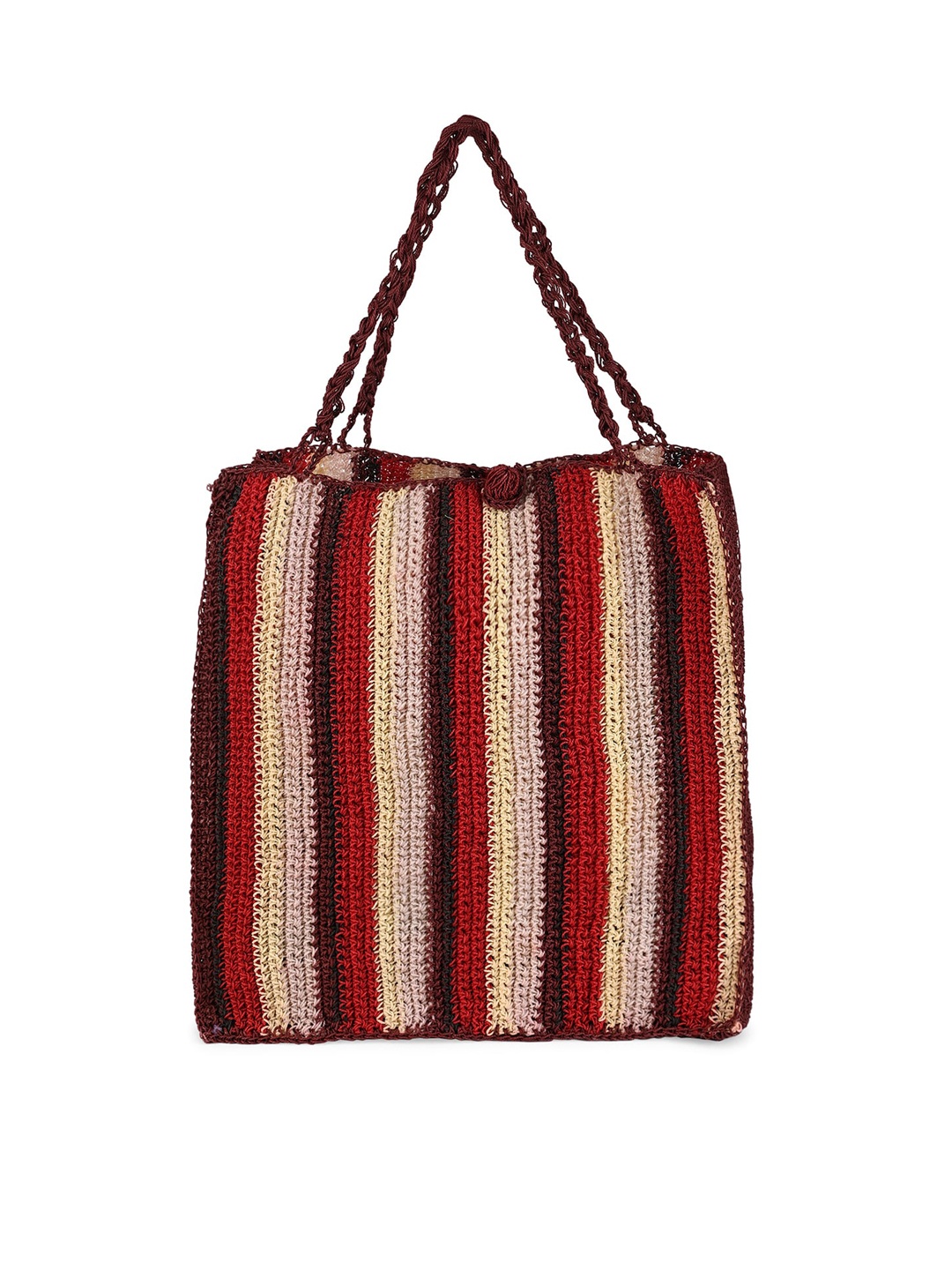 Rediscover Fashion Striped Shopper Tote Bag, Red
