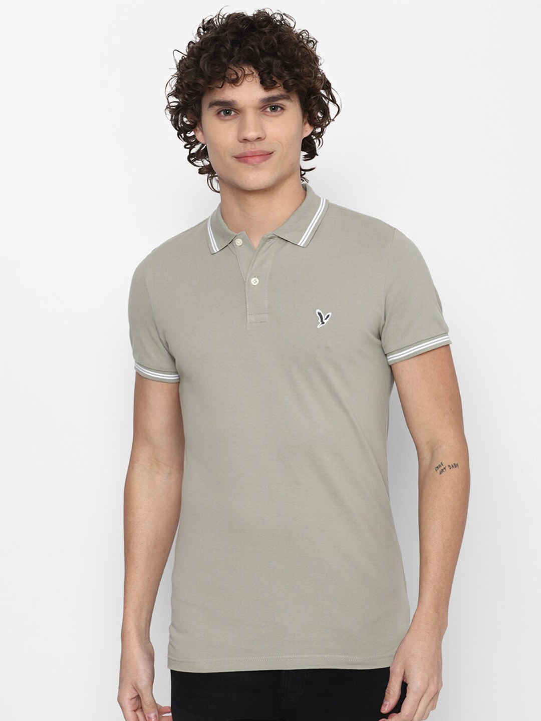 AMERICAN EAGLE OUTFITTERS Polo Collar Slim Fit T-shirt, Grey