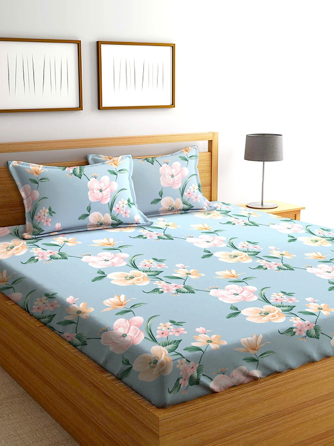 AEROHAVEN Yamuna Blue & Pink Floral Printed 240 TC Cotton Queen Bedsheet & 2 Pillow Covers
AEROHAVEN Yamuna Blue & Pink Floral Printed 240 TC Cotton Queen Bedsheet & 2 Pillow Covers