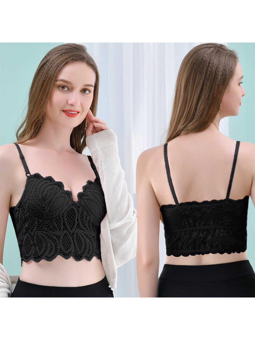 VAGHBHATT Flloral Full Coverage Breathable Bandeau Bra, Black
VAGHBHATT Flloral Full Coverage Breathable Bandeau Bra, Black