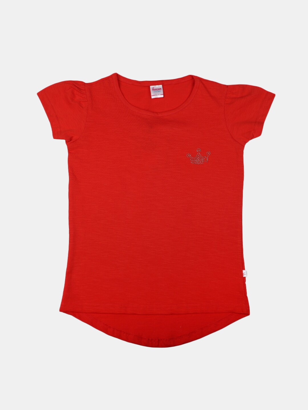 V-Mart Girls Cap Sleeves Cotton T-Shirt, Red