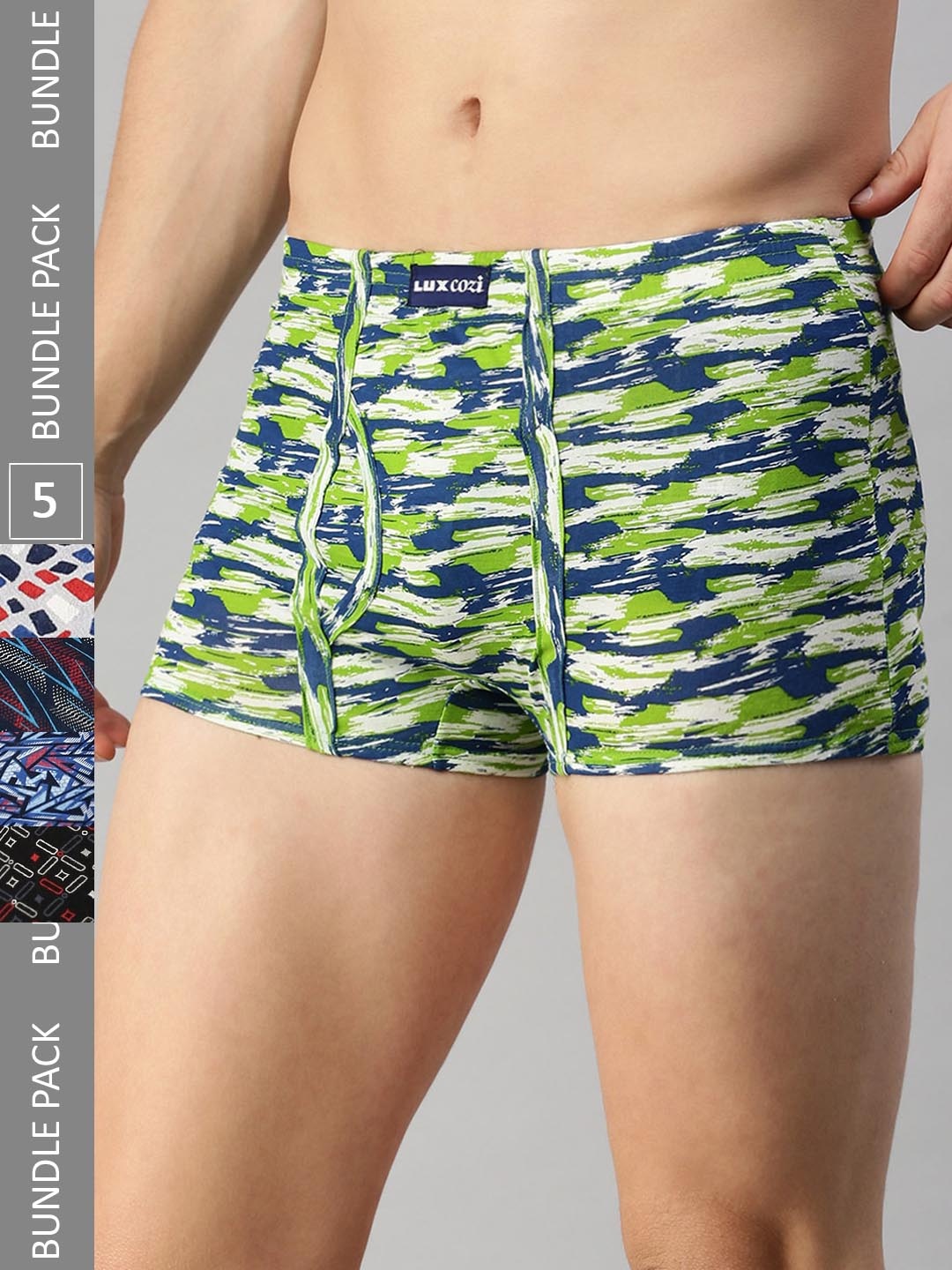 Lux Cozi Pack Of 5 Assorted Skin-friendly Label Free Comfort Short Cotton Trunk