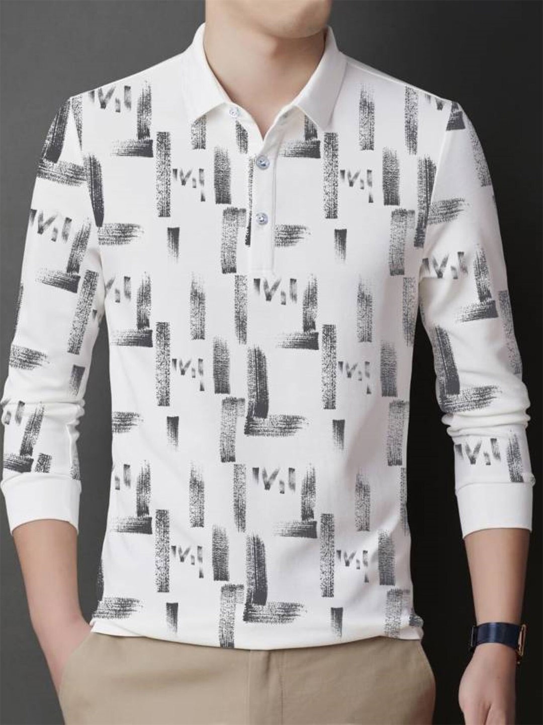 JUMPCUTS Slim Fit Conversational Printed Polo Collar Long Sleeves Cotton T-shirt, White
JUMPCUTS Slim Fit Conversational Printed Polo Collar Long Sleeves Cotton T-shirt, White