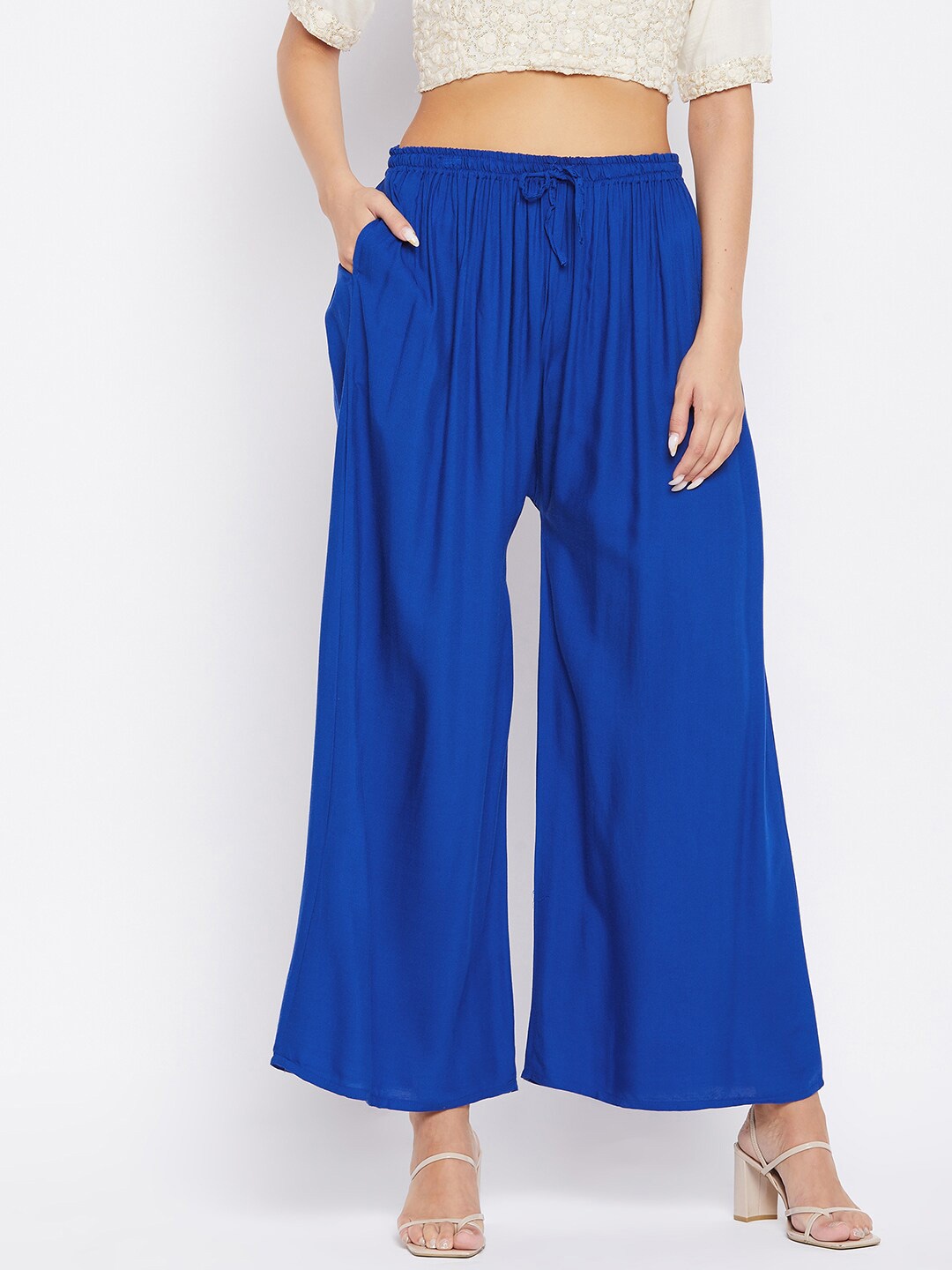 Clora Creation Women Wide Leg Ethnic Palazzos, Blue