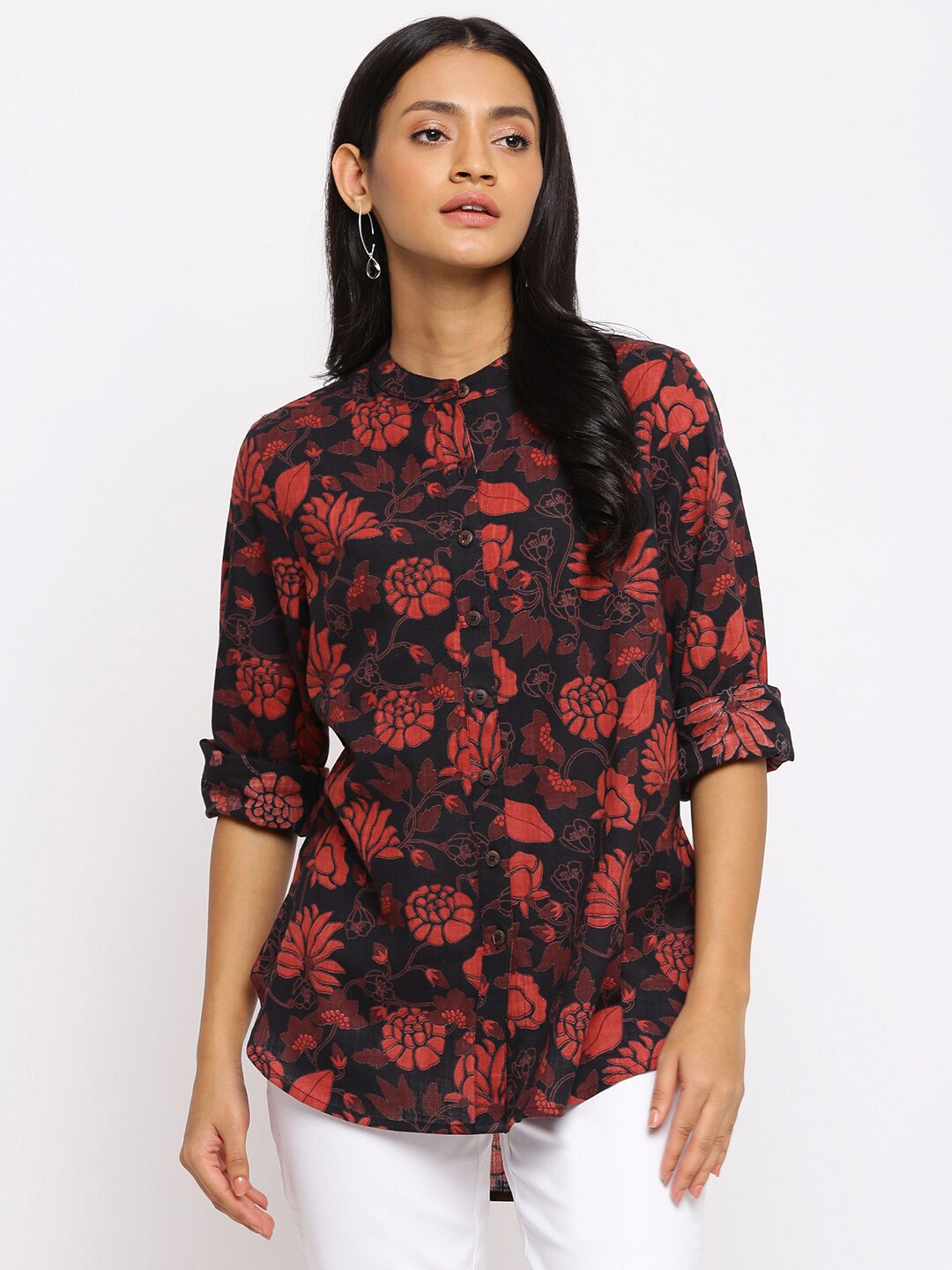 Fabindia Floral Printed Band Collar Long Sleeves Classic Cotton Casual Shirt, Black
Fabindia Floral Printed Band Collar Long Sleeves Classic Cotton Casual Shirt, Black