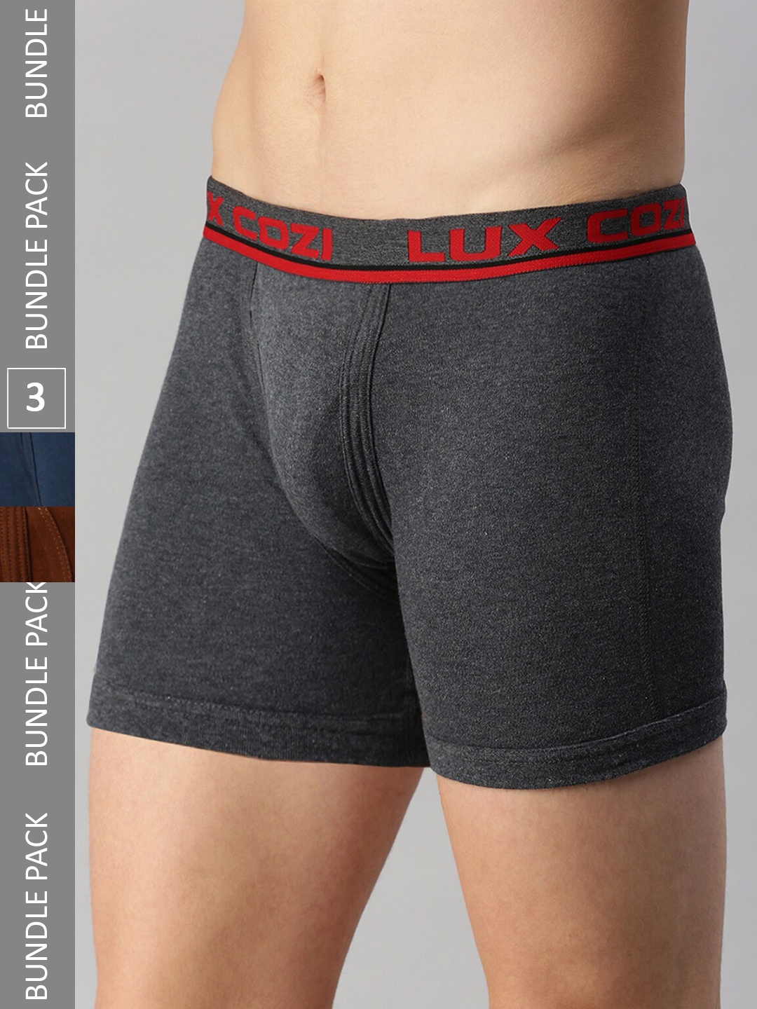 Lux Cozi Men Pack Of 3 Mid Rise Skin-friendly Label free comfort Long Cotton Trunk, Charcoal
Lux Cozi Men Pack Of 3 Mid Rise Skin-friendly Label free comfort Long Cotton Trunk, Charcoal