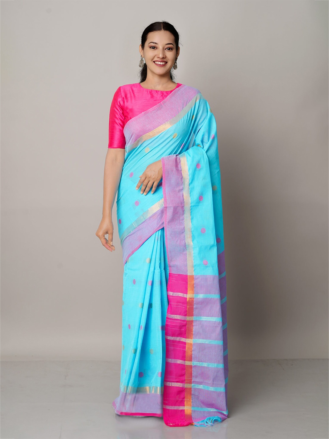 Unnati Silks Ethnic Motif Pure Cotton Mangalagiri Zari Saree With Blouse Piece, Blue
Unnati Silks Ethnic Motif Pure Cotton Mangalagiri Zari Saree With Blouse Piece, Blue