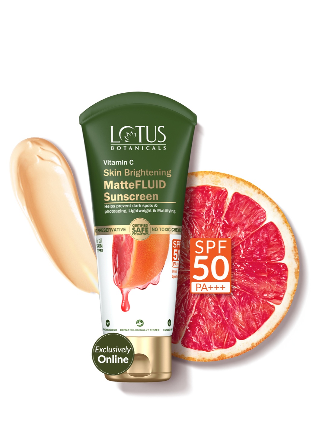 Lotus Botanicals Vitamin C Skin Brightening Matte Fluid SPF50 Sunscreen - 75 g, Green
Lotus Botanicals Vitamin C Skin Brightening Matte Fluid SPF50 Sunscreen - 75 g, Green