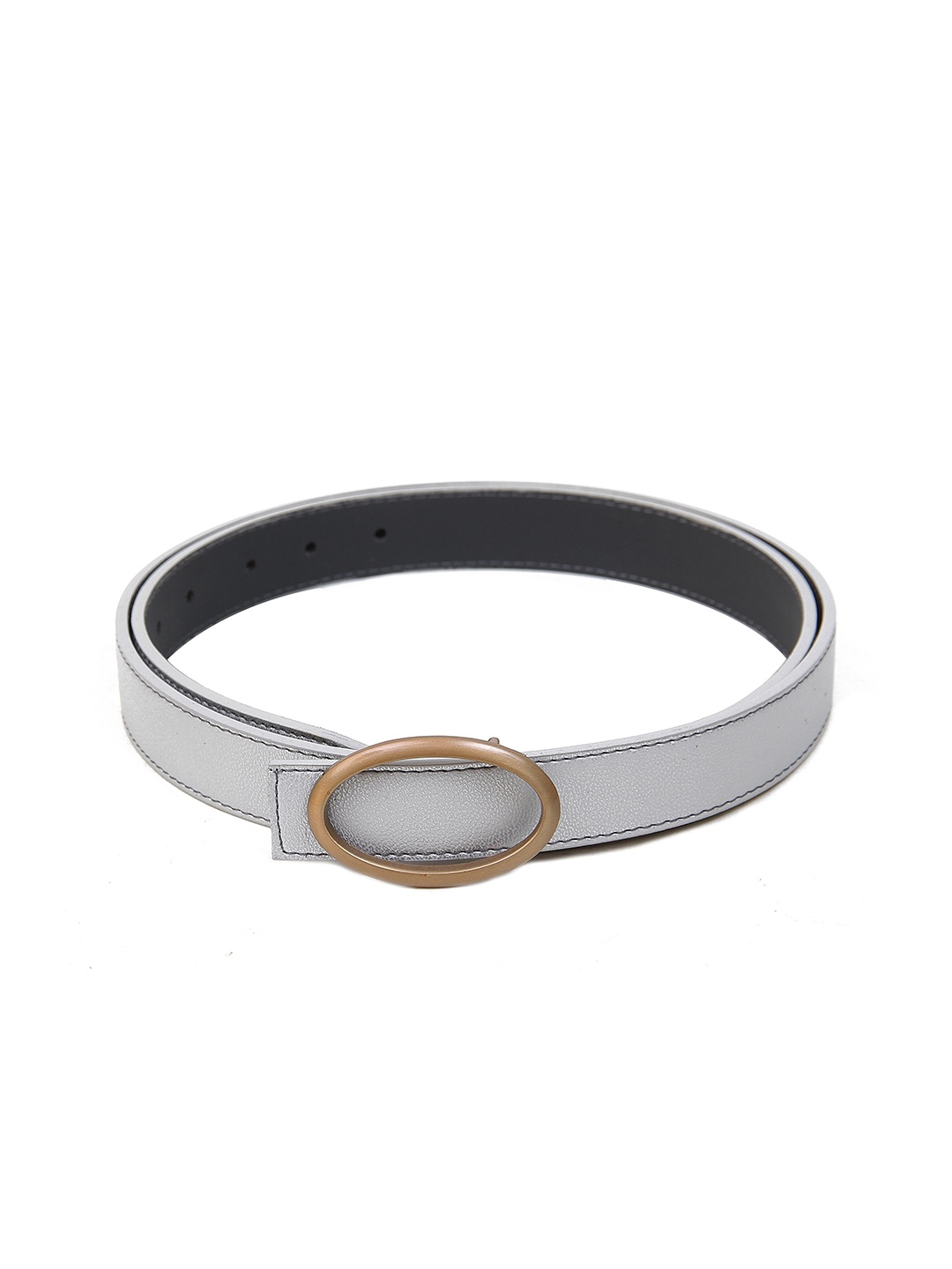 Calvadoss Women Solid Belt With Push Pin, Silver