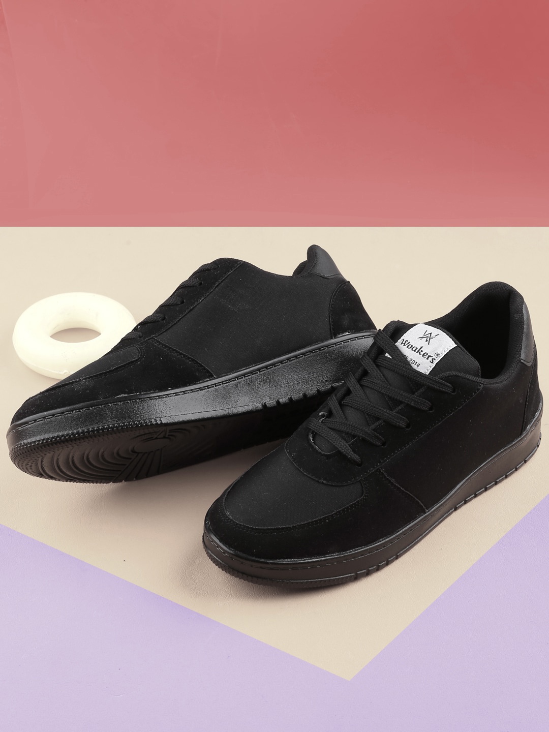Woakers Men Waterproof Lining Sneakers, Black
