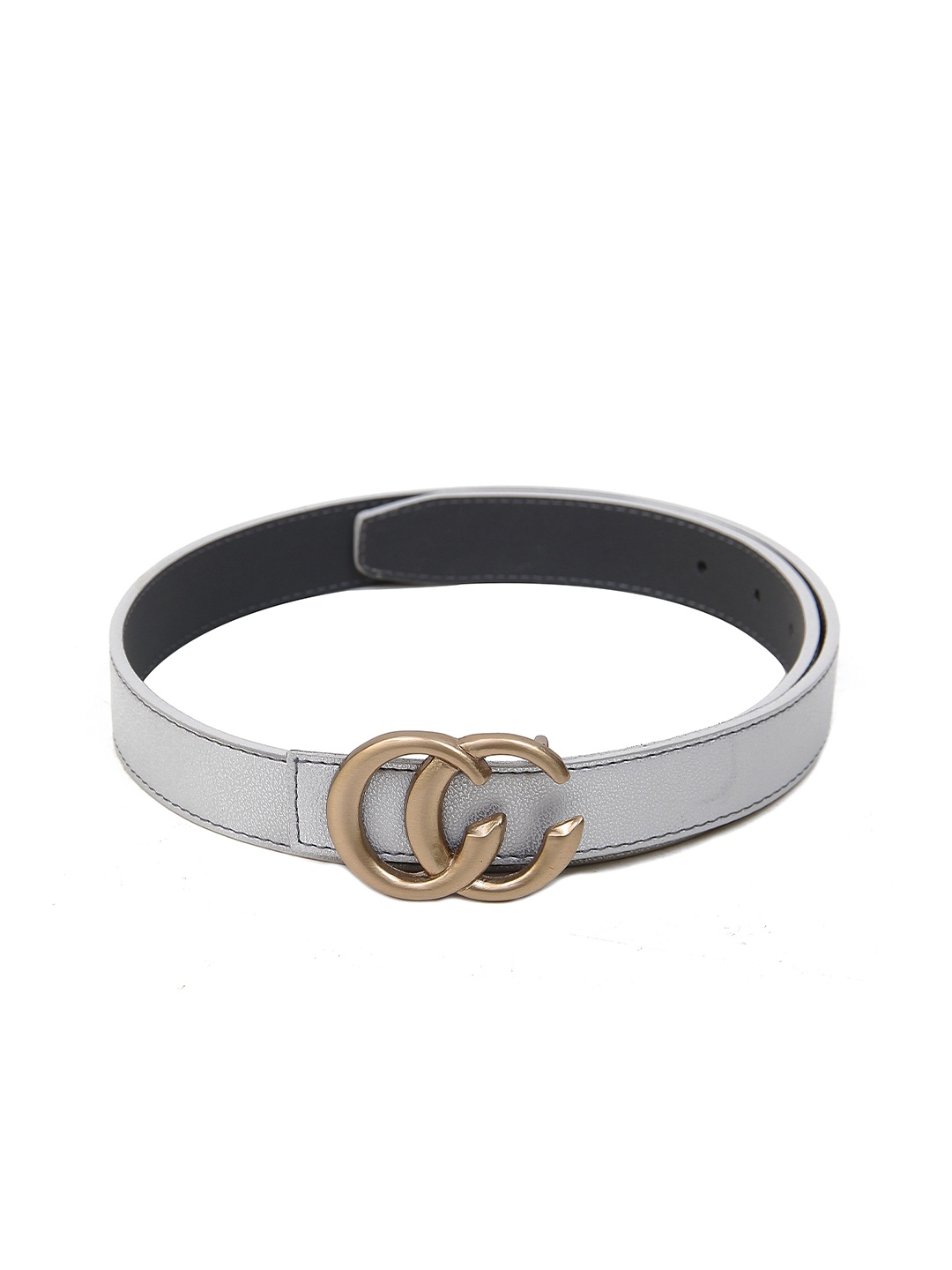 Calvadoss Boys Textured Belt With Push Pin, Silver