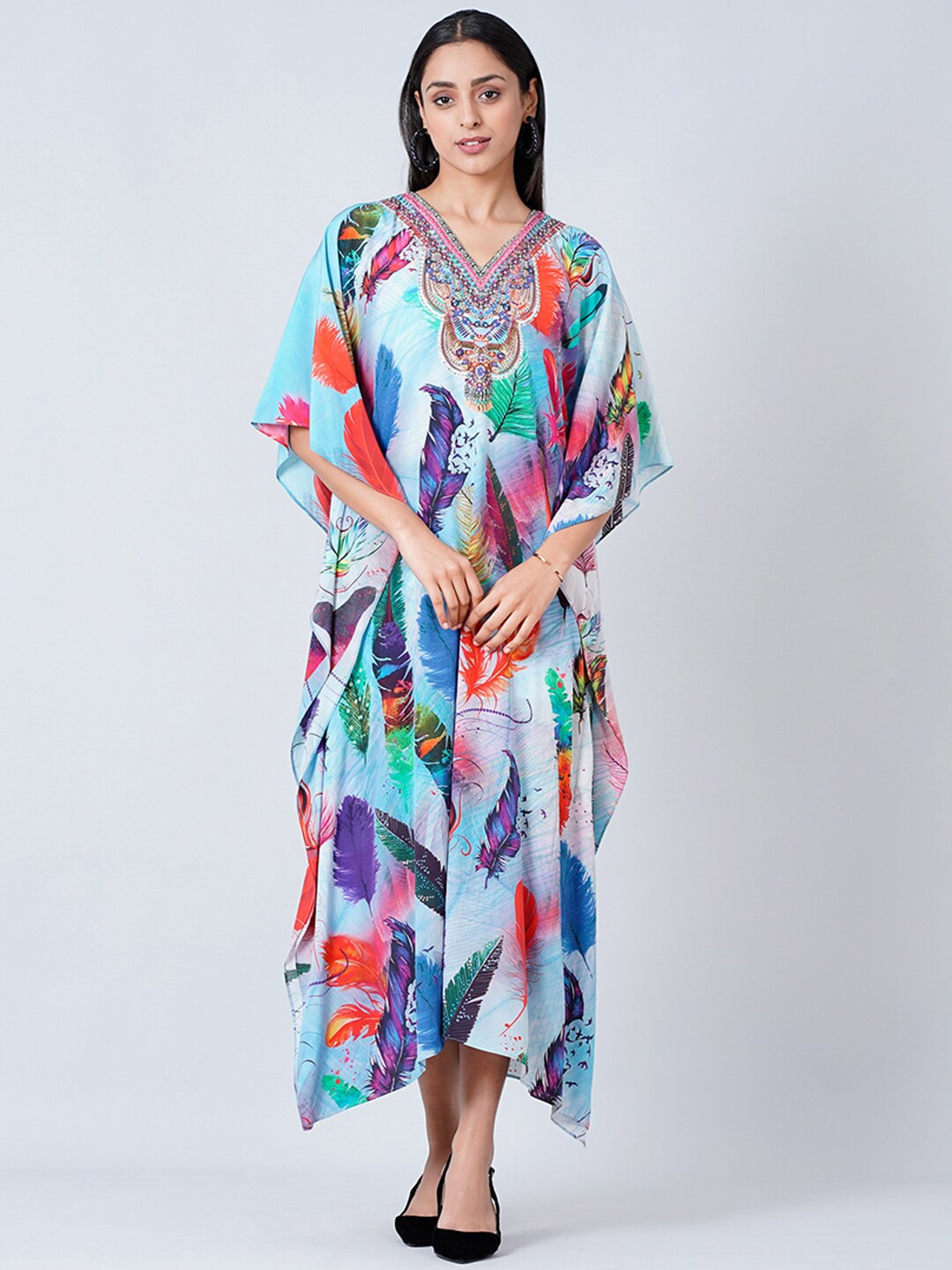 First Resort by Ramola Bachchan Printed Kimono Sleeve Crepe Kaftan Maxi Dress, Blue
First Resort by Ramola Bachchan Printed Kimono Sleeve Crepe Kaftan Maxi Dress, Blue
