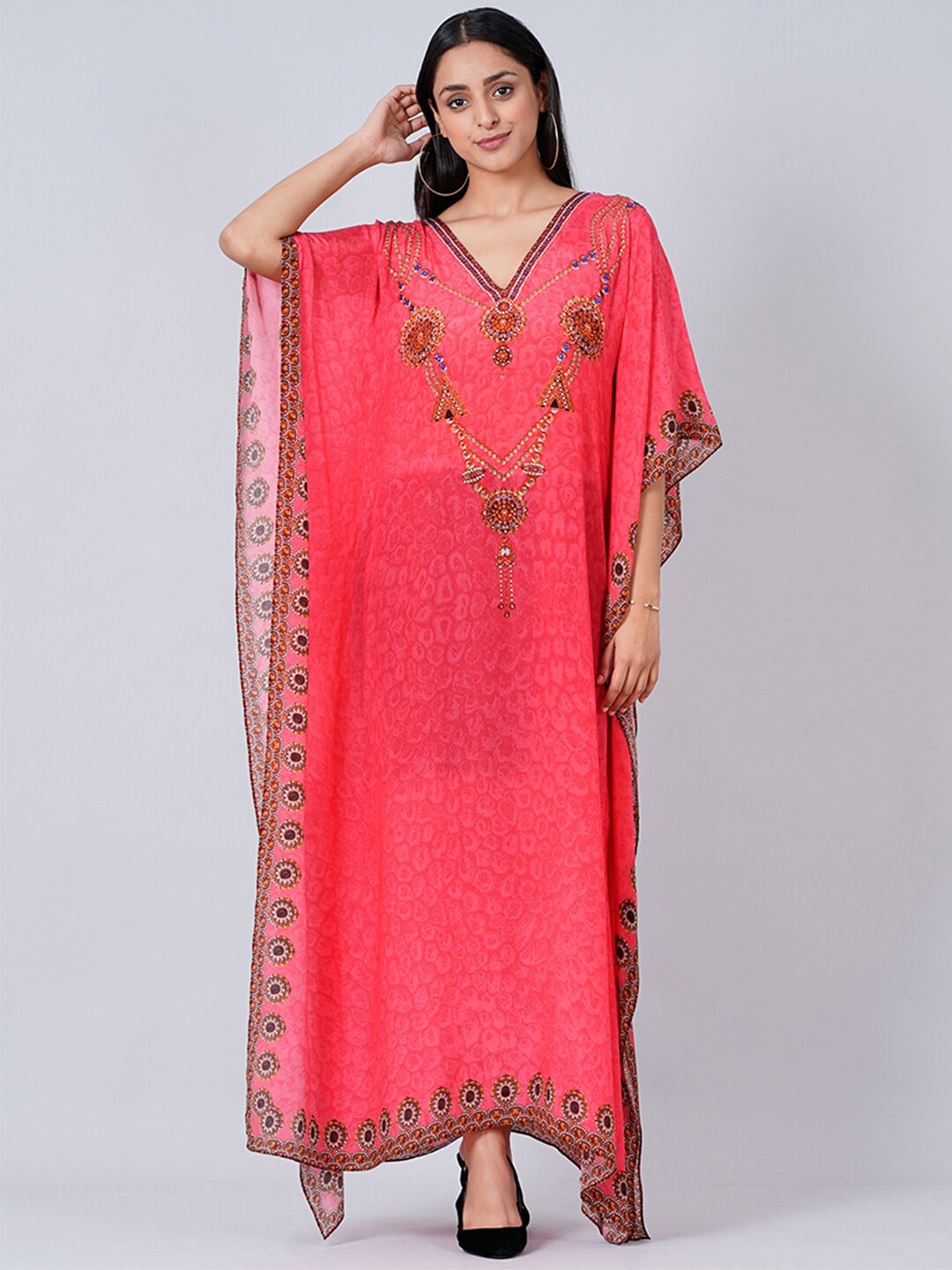 First Resort by Ramola Bachchan Printed Kimono Sleeve Crepe Kaftan Maxi Dress, Pink
First Resort by Ramola Bachchan Printed Kimono Sleeve Crepe Kaftan Maxi Dress, Pink