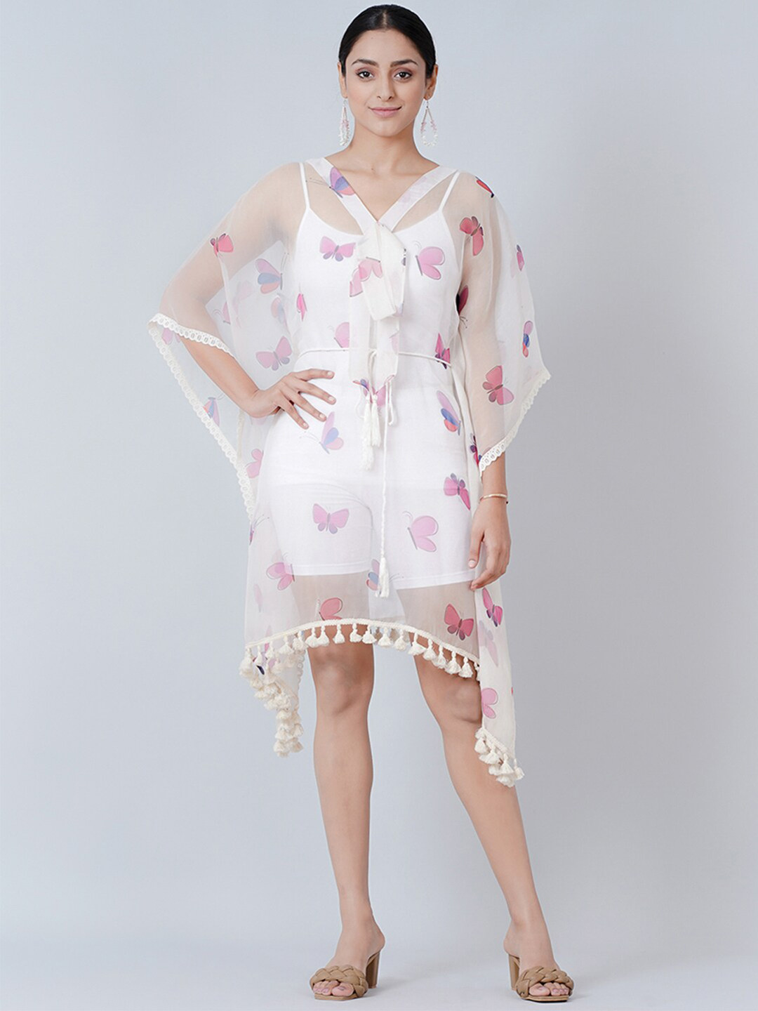 First Resort by Ramola Bachchan Butterfly Printed Kaftan Midi Dress With Belt, White
First Resort by Ramola Bachchan Butterfly Printed Kaftan Midi Dress With Belt, White
