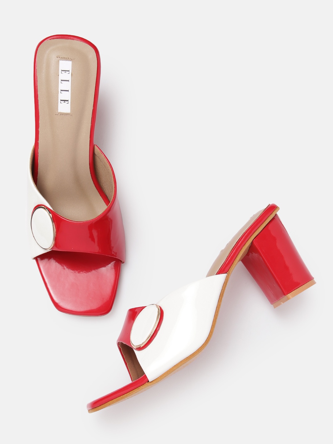 

ELLE Women Colourblocked Block Heels, Red
