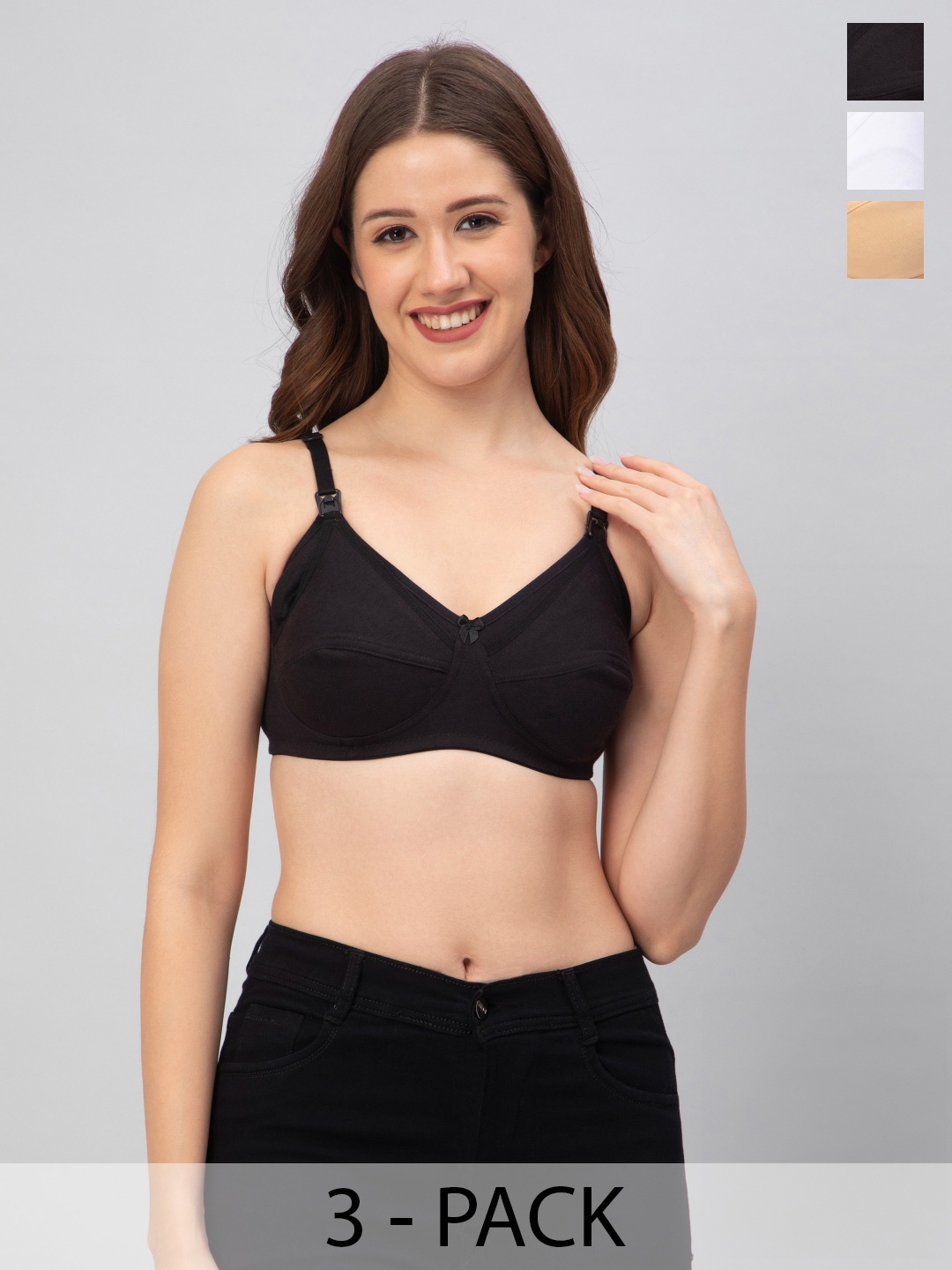 CEE-18 Pack of 3 Anti Microbial Non-Wired Non Padded Seamless Cotton Maternity Bra, Beige
CEE-18 Pack of 3 Anti Microbial Non-Wired Non Padded Seamless Cotton Maternity Bra, Beige