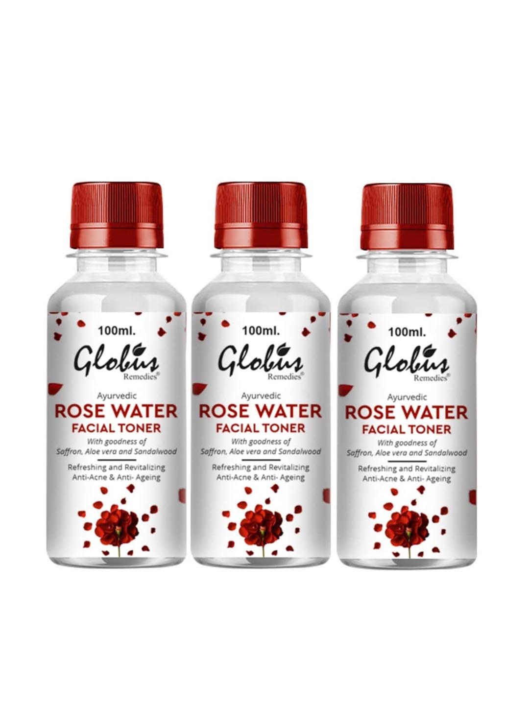 Globus Remedies Ayurvedic Set Of 3 Rose Water Facial Toner 100ml Each, White
Globus Remedies Ayurvedic Set Of 3 Rose Water Facial Toner 100ml Each, White
