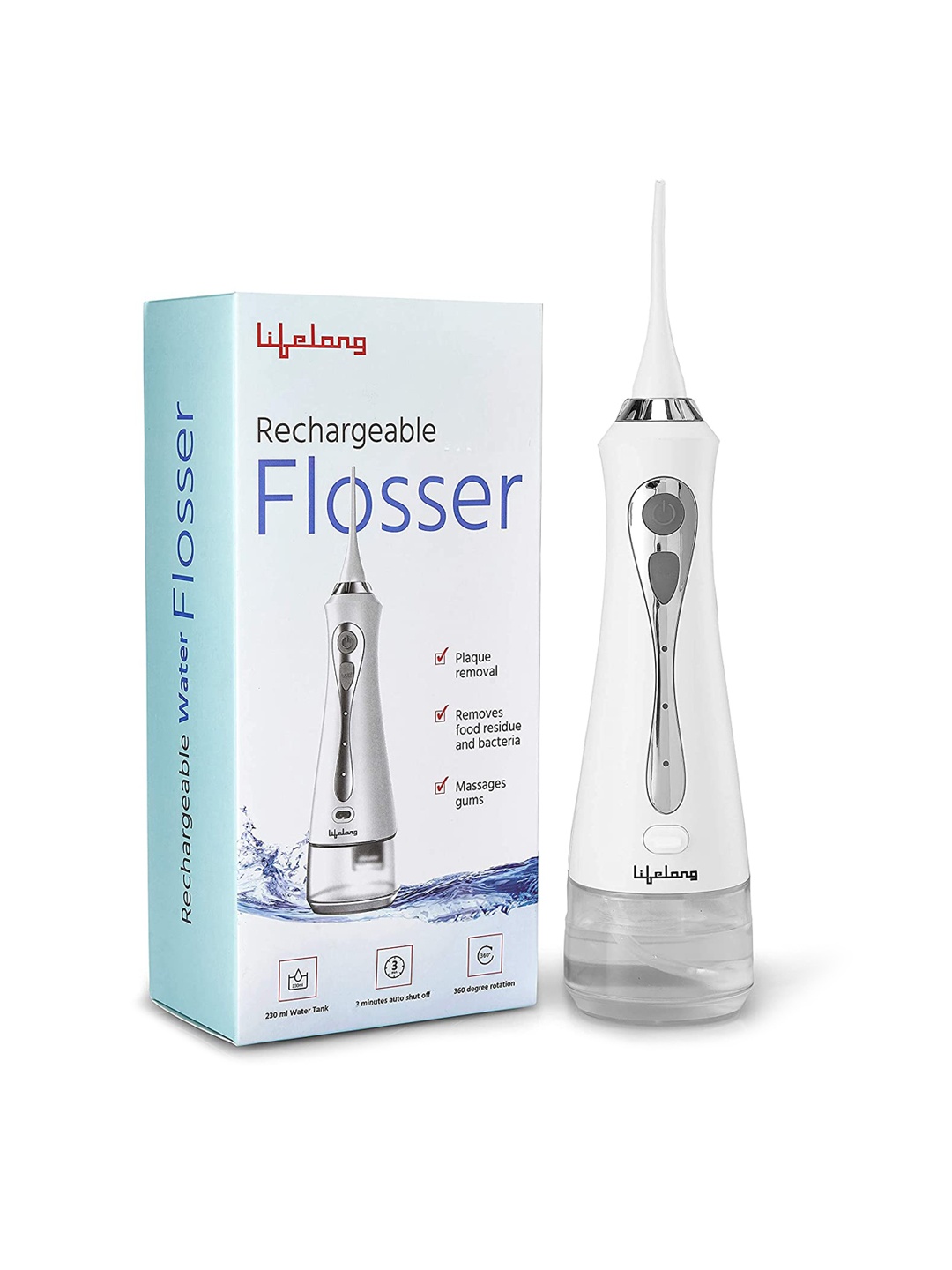 Lifelong LLDC36 Rechargeable Cordless Water Teeth Flosser with 230ml Water Tank - White
Lifelong LLDC36 Rechargeable Cordless Water Teeth Flosser with 230ml Water Tank - White