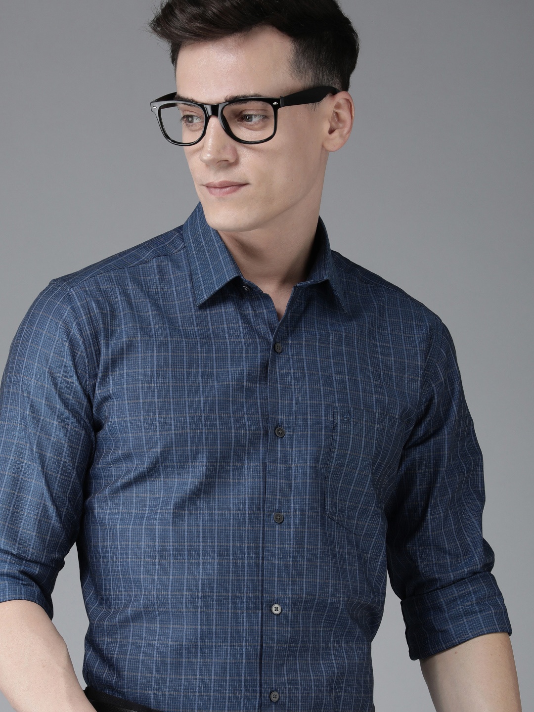 Arrow Original Slim Fit Checked Pure Cotton Formal Shirt, Blue