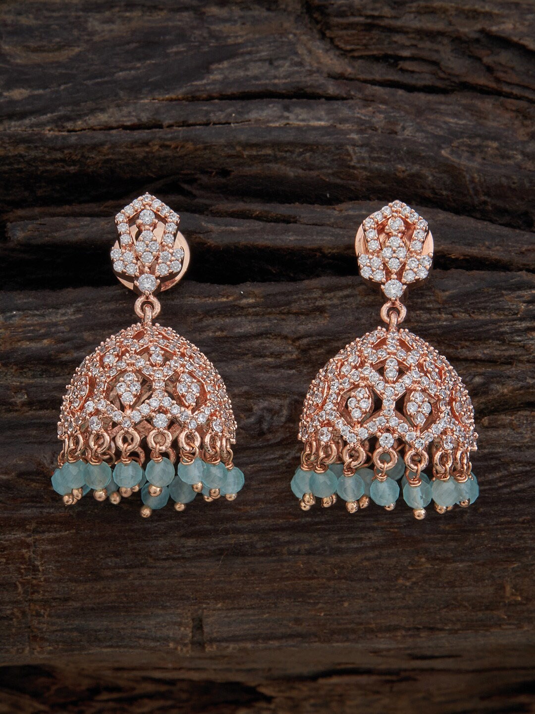 Kushal's Fashion Jewellery Rose Gold-Plated Contemporary Jhumkas Earrings, Sea green
Kushal's Fashion Jewellery Rose Gold-Plated Contemporary Jhumkas Earrings, Sea green