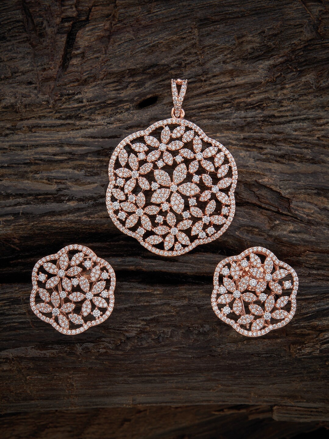 Kushal's Fashion Jewellery Rose-Gold Plated Cubic Zirconia Pendant With Earrings, White
Kushal's Fashion Jewellery Rose-Gold Plated Cubic Zirconia Pendant With Earrings, White