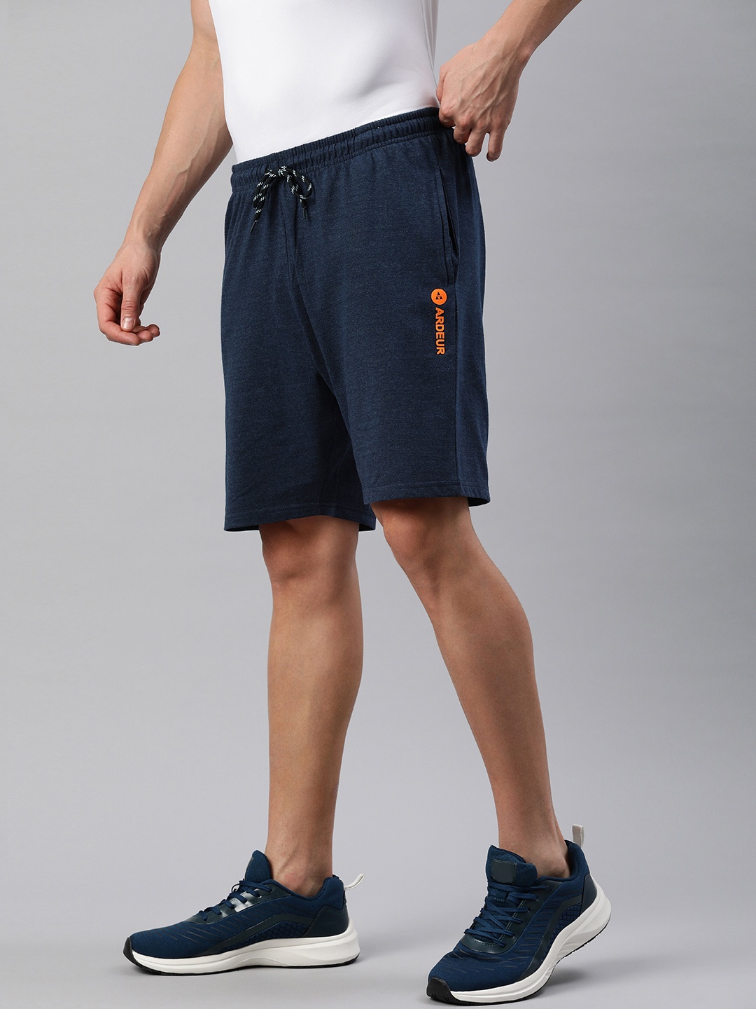 ARDEUR Men Solid Regular Fit Shorts, Blue