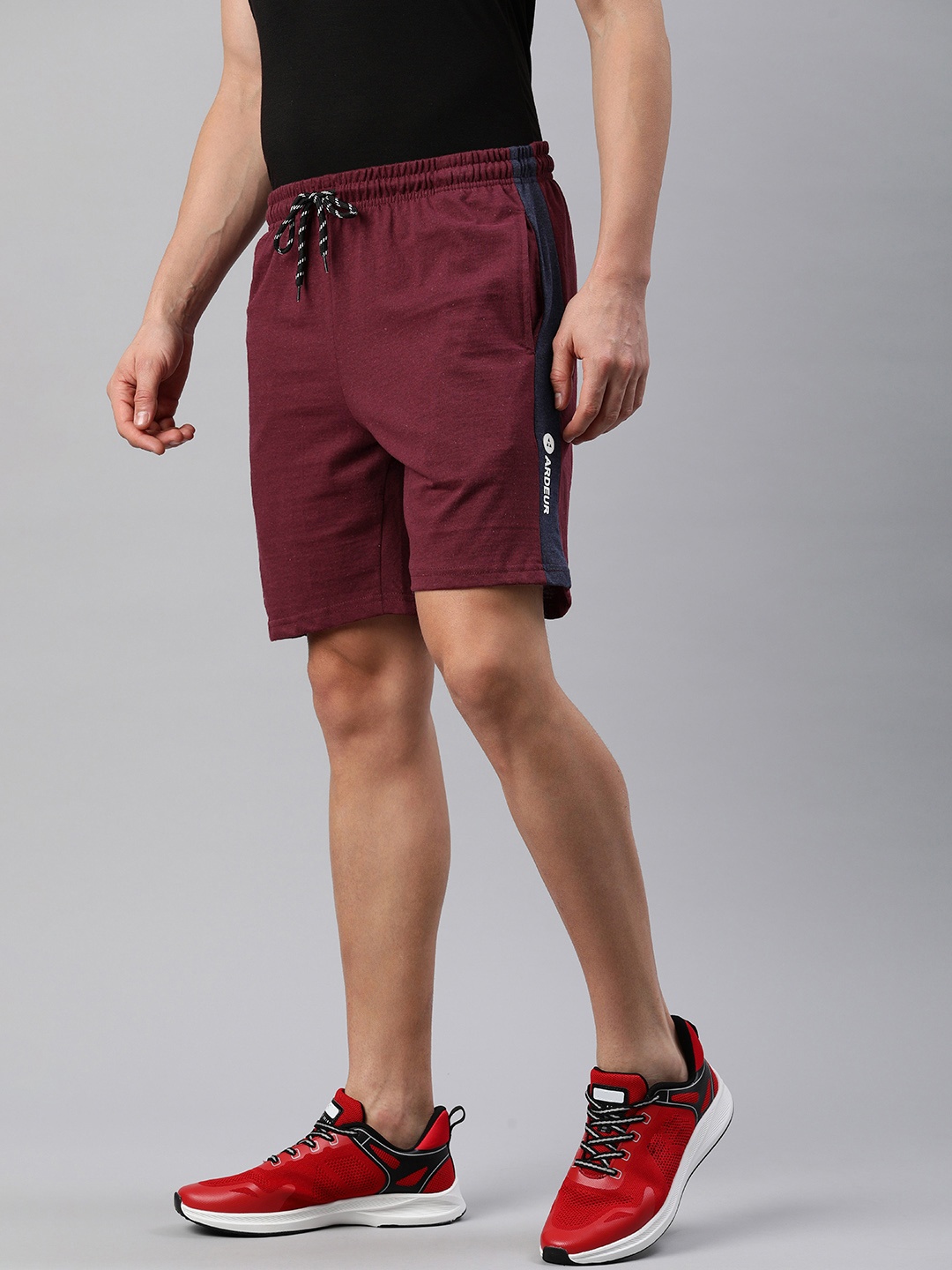 ARDEUR Men Solid Regular Fit Shorts, Maroon