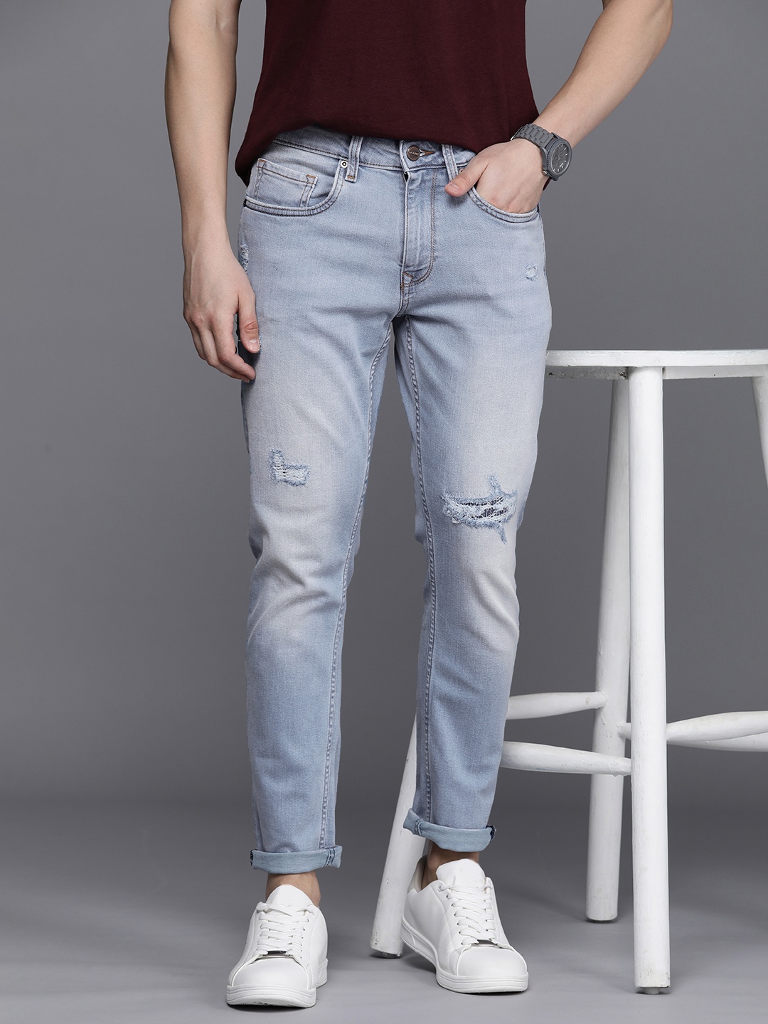 Louis Philippe Jeans Men Smart Skinny Fit Highly Distressed Heavy Fade Stretchable Jeans, Blue
Louis Philippe Jeans Men Smart Skinny Fit Highly Distressed Heavy Fade Stretchable Jeans, Blue