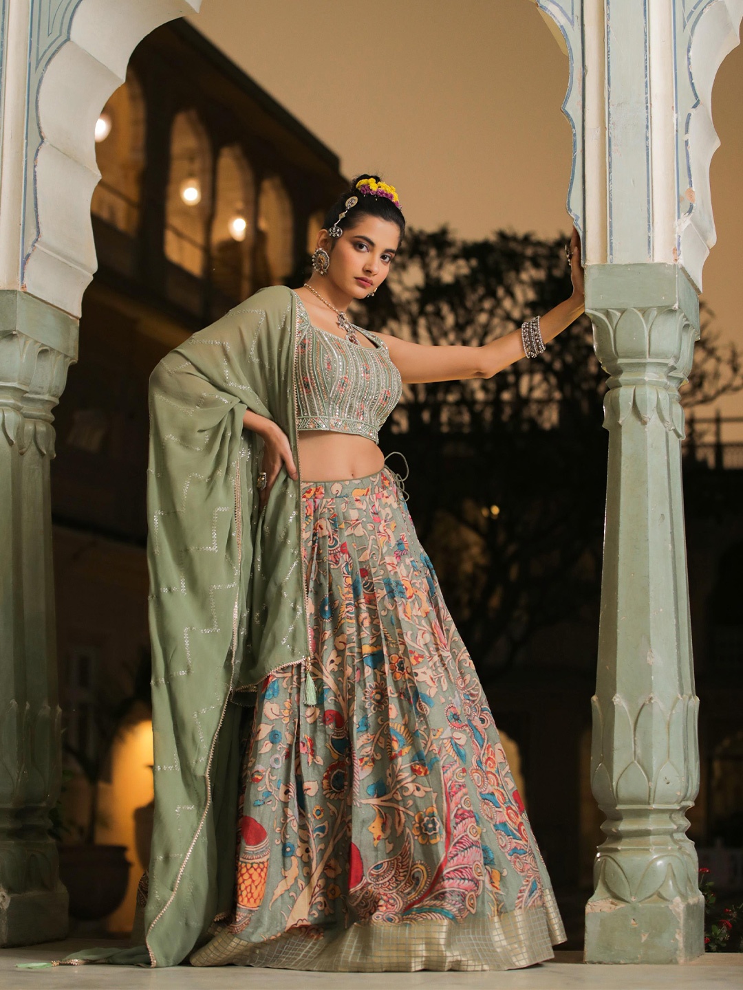 SCAKHI Embellished Beads and Stones Ready to Wear Lehenga & Blouse With Dupatta, Sea green
SCAKHI Embellished Beads and Stones Ready to Wear Lehenga & Blouse With Dupatta, Sea green