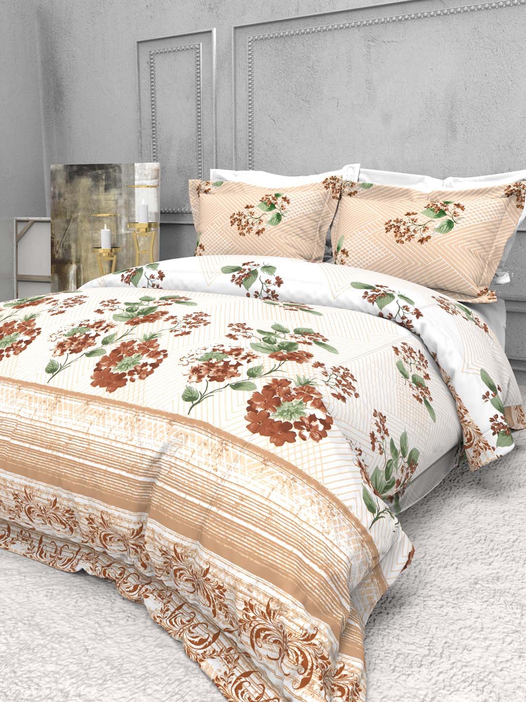 THE WHITE MOSS Seasons White & Brown 220 TC Pure Cotton King Bedsheet & 2 Pillow Covers
THE WHITE MOSS Seasons White & Brown 220 TC Pure Cotton King Bedsheet & 2 Pillow Covers