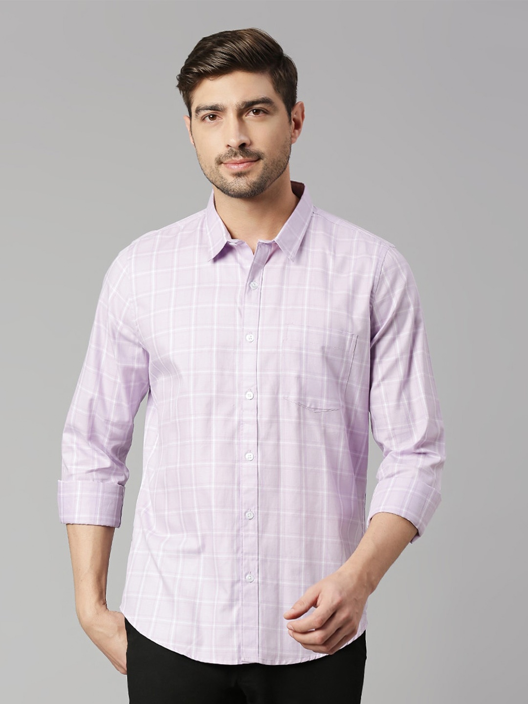 Thomas Scott Windowpane Checked Spread Collar Classic Slim Fit Casual Cotton Shirt, Purple
Thomas Scott Windowpane Checked Spread Collar Classic Slim Fit Casual Cotton Shirt, Purple