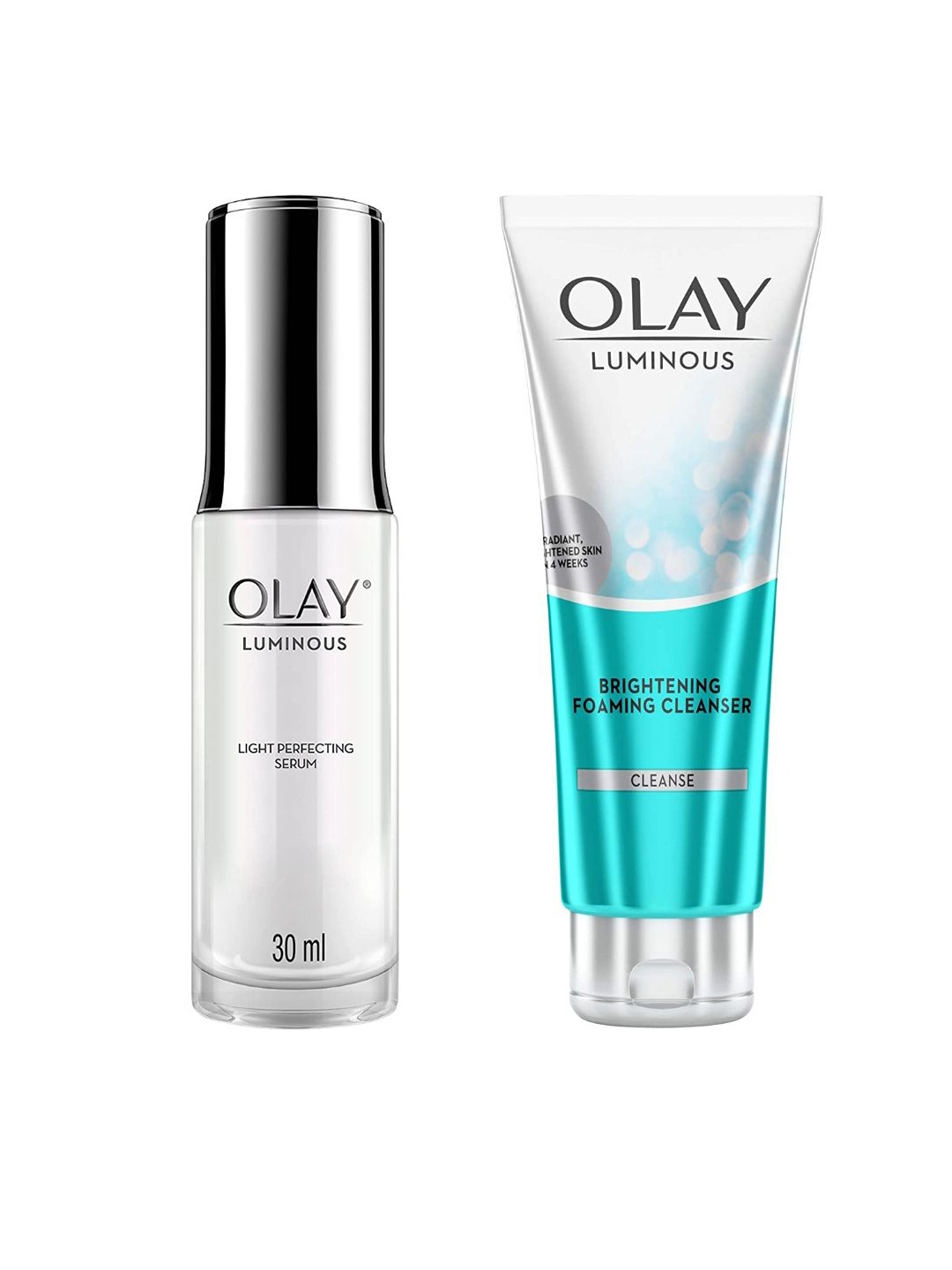 Olay Luminous Light Perfecting Face Serum 30ml & Brightening Foam Cleanser 100g, White
Olay Luminous Light Perfecting Face Serum 30ml & Brightening Foam Cleanser 100g, White