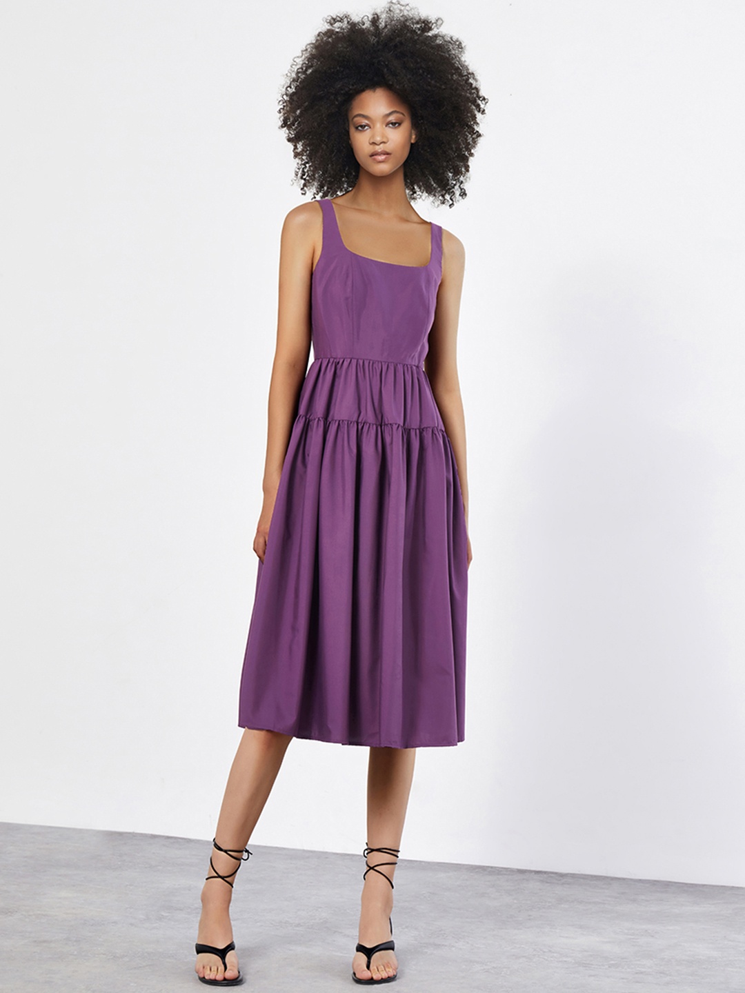 Urban Revivo A-Line Midi Dress, Purple
