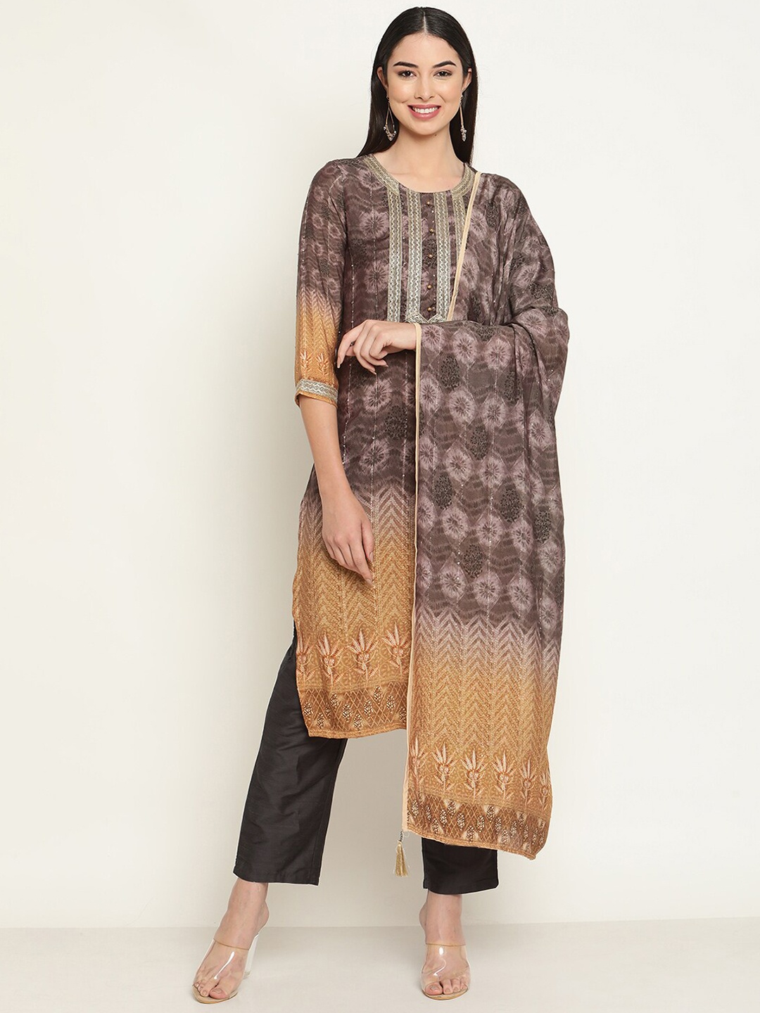 Be Indi Women Ethnic Motifs Printed Straight Kurta with Trouser & Dupatta Set, Brown
Be Indi Women Ethnic Motifs Printed Straight Kurta with Trouser & Dupatta Set, Brown