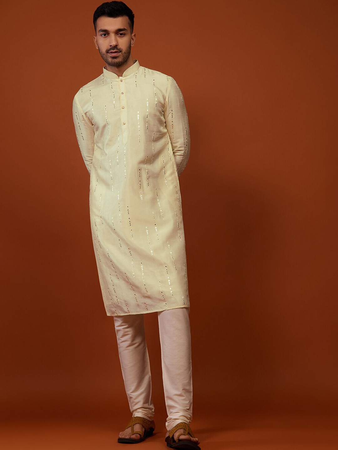KALKI Fashion Ethnic Motifs Embroidered Mandarin Collar Mirror Work Kurta With Churidar, Yellow
KALKI Fashion Ethnic Motifs Embroidered Mandarin Collar Mirror Work Kurta With Churidar, Yellow