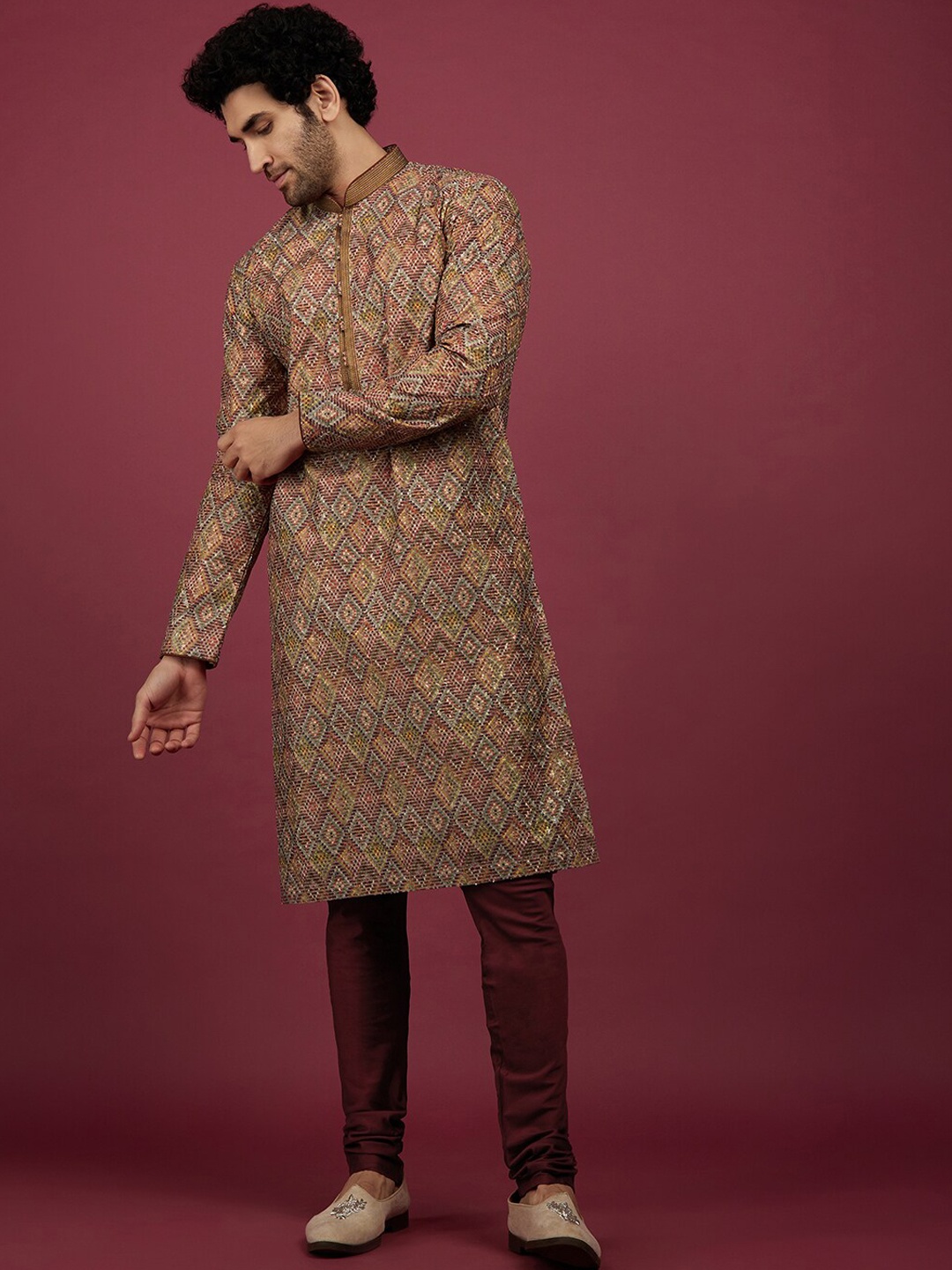 KALKI Fashion Ethnic Motif Printed Mandarin Collar Thread Work Kurta With Churidar, Brown
KALKI Fashion Ethnic Motif Printed Mandarin Collar Thread Work Kurta With Churidar, Brown