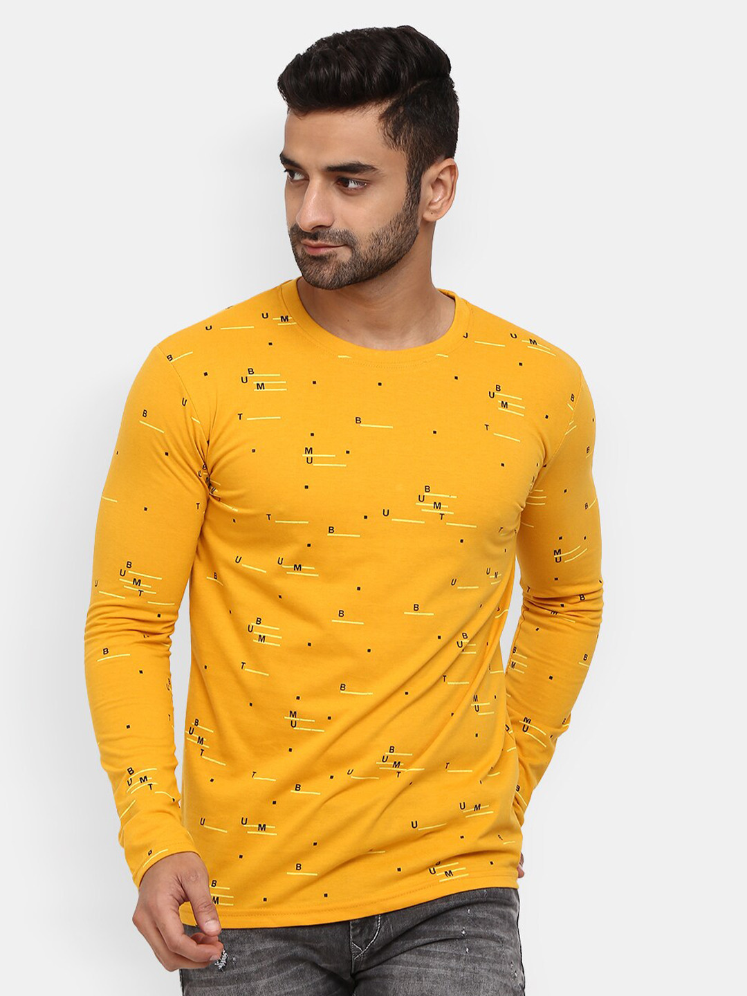V-Mart Typography Printed Long Sleeves Cotton Slim Fit T-shirt, Mustard
V-Mart Typography Printed Long Sleeves Cotton Slim Fit T-shirt, Mustard