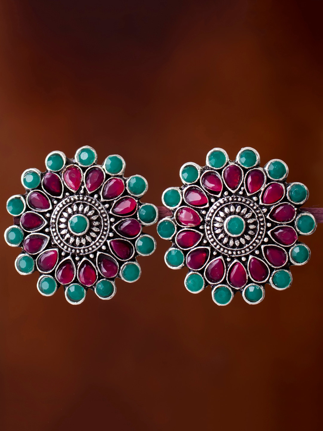 Sukkhi Silver Plated Circular Oxidised Studs Earrings 
Sukkhi Silver Plated Circular Oxidised Studs Earrings