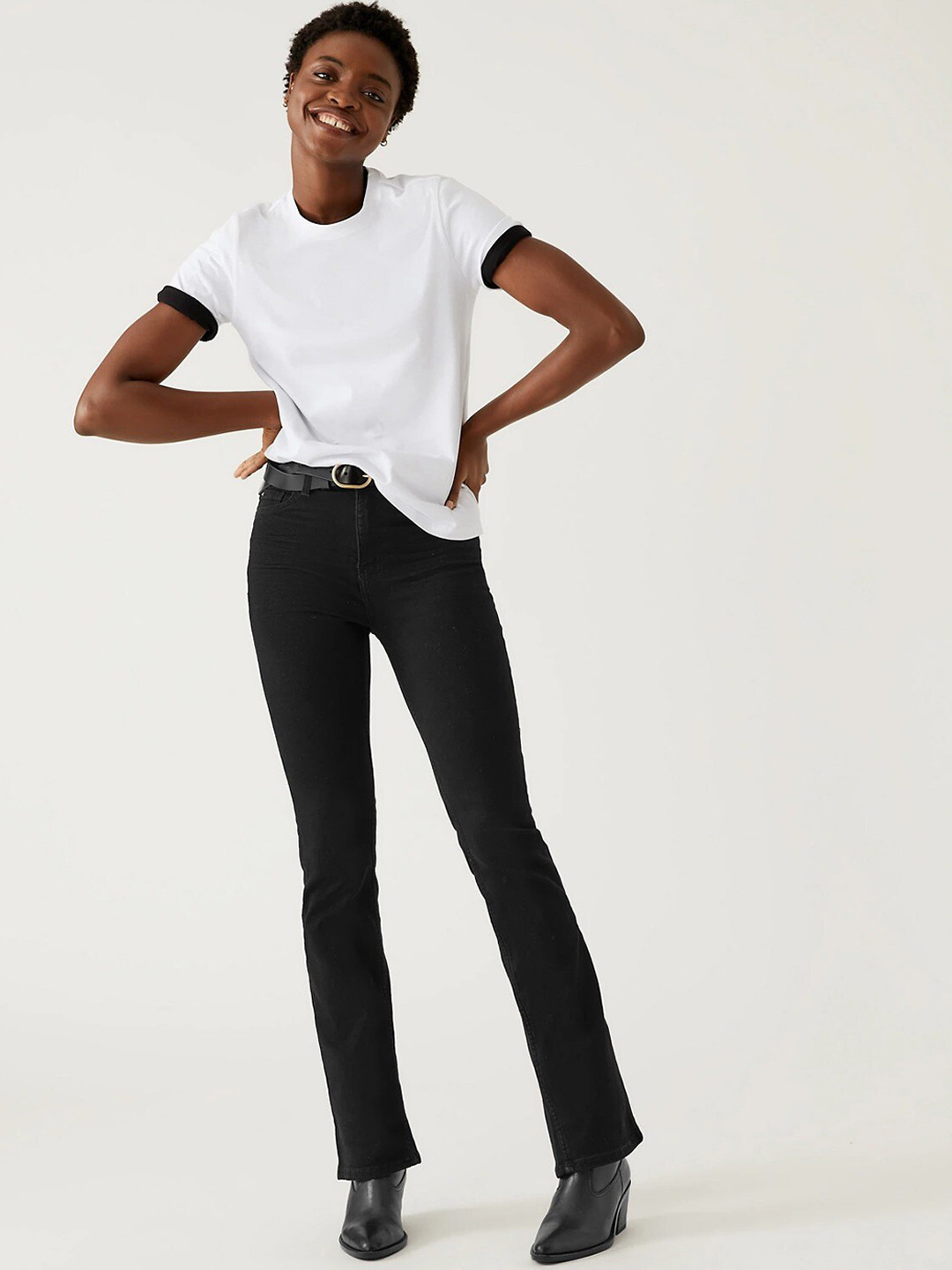 Marks & Spencer Women High-Rise Bootcut Jeans, Black
Marks & Spencer Women High-Rise Bootcut Jeans, Black