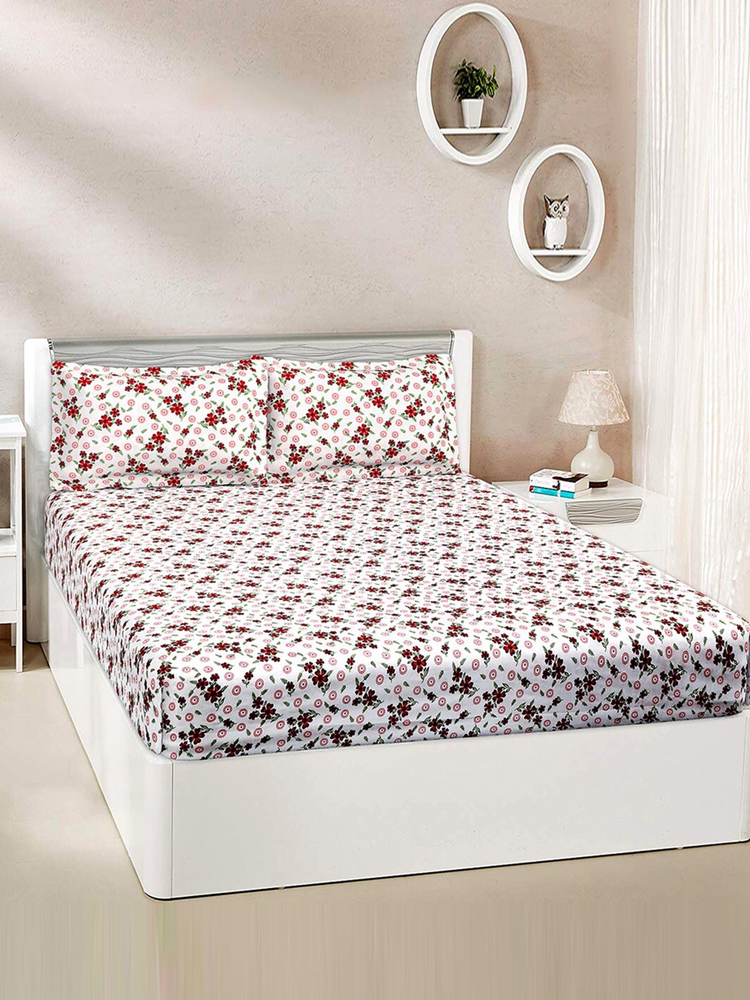 Kuber Industries White & Red Floral 144 TC Cotton King Bedsheet with 2 Pillow Covers
Kuber Industries White & Red Floral 144 TC Cotton King Bedsheet with 2 Pillow Covers