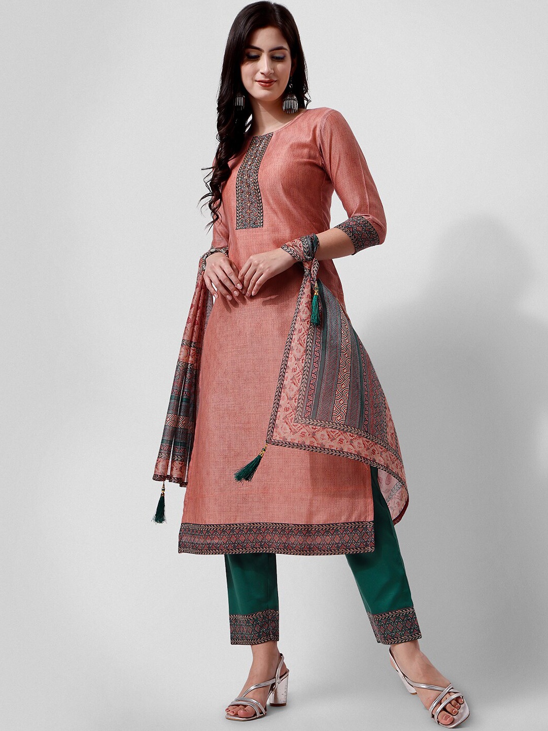 Berrylicious Ethnic Motifs Printed Sequined Chanderi Cotton Kurta with Trousers & Dupatta, Rust
Berrylicious Ethnic Motifs Printed Sequined Chanderi Cotton Kurta with Trousers & Dupatta, Rust