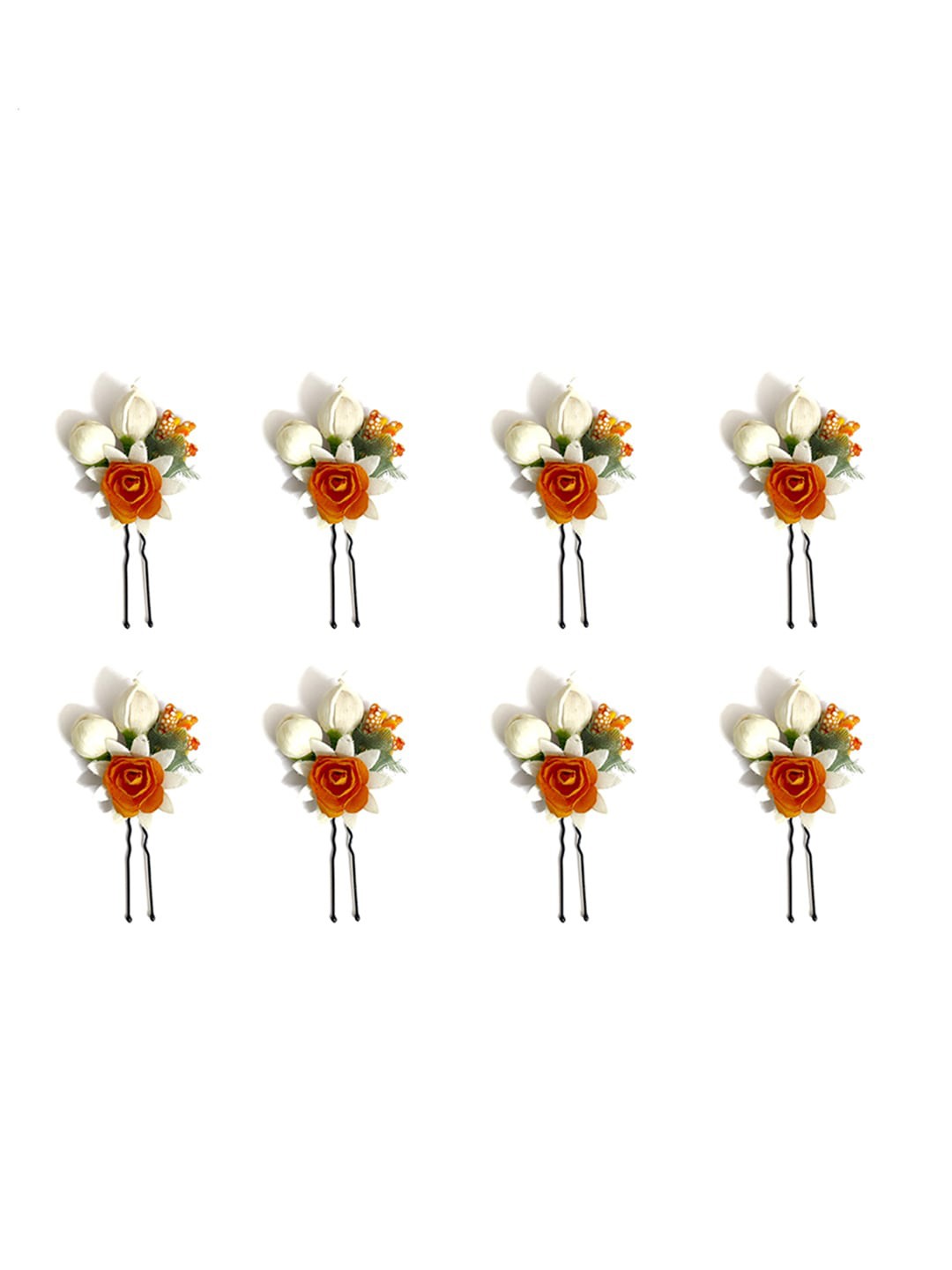 Hair Flare Set Of 8 Artificial Small Rose Flower With Mongra Bridal Hair Accessories, Orange
Hair Flare Set Of 8 Artificial Small Rose Flower With Mongra Bridal Hair Accessories, Orange